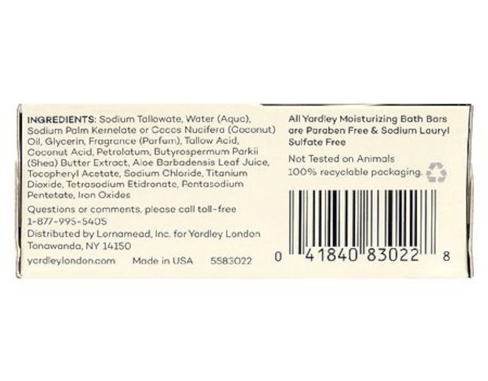 Yardley London Moisturizing Bath Bar Creamy Coconut 4oz. – Pack of 6