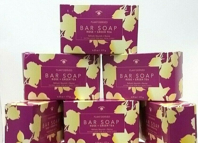 LOT 6 x Large Bolero Plant Derived ROSE + GREEN TEA Bar Soap Bath 6.25oz Revive