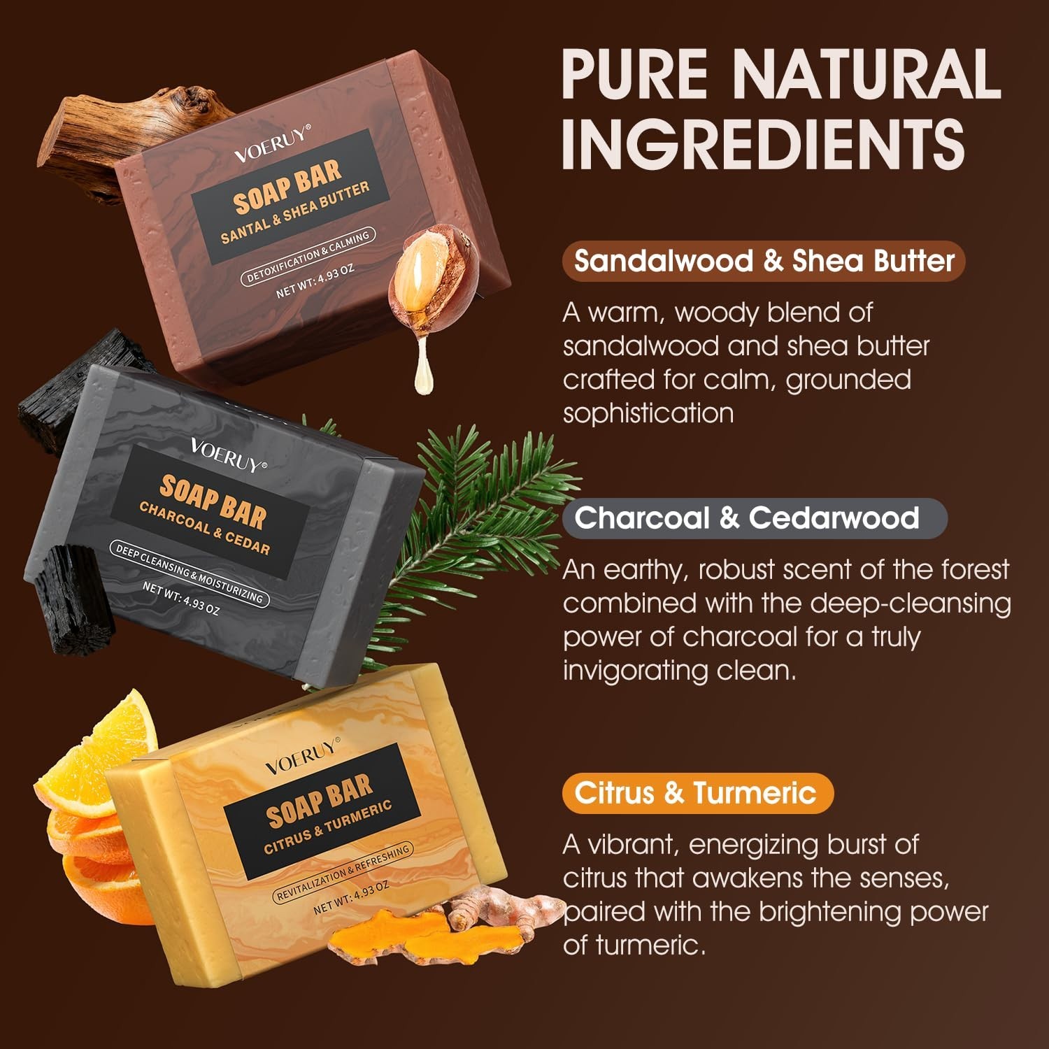 Mens Natural Handmade Soap 14.8oz Deep Cleansing Refreshing Face Body Hands