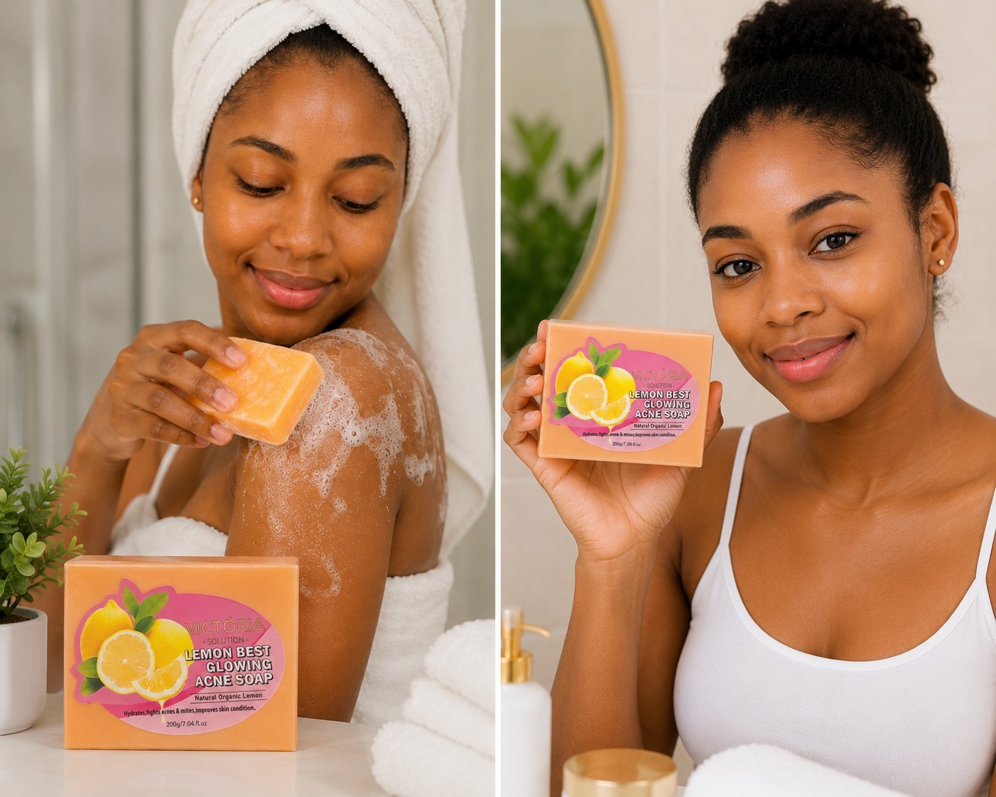 Victória Solution Lemon Best Acne Soap Lemon Glowing 200g Body Face Hands