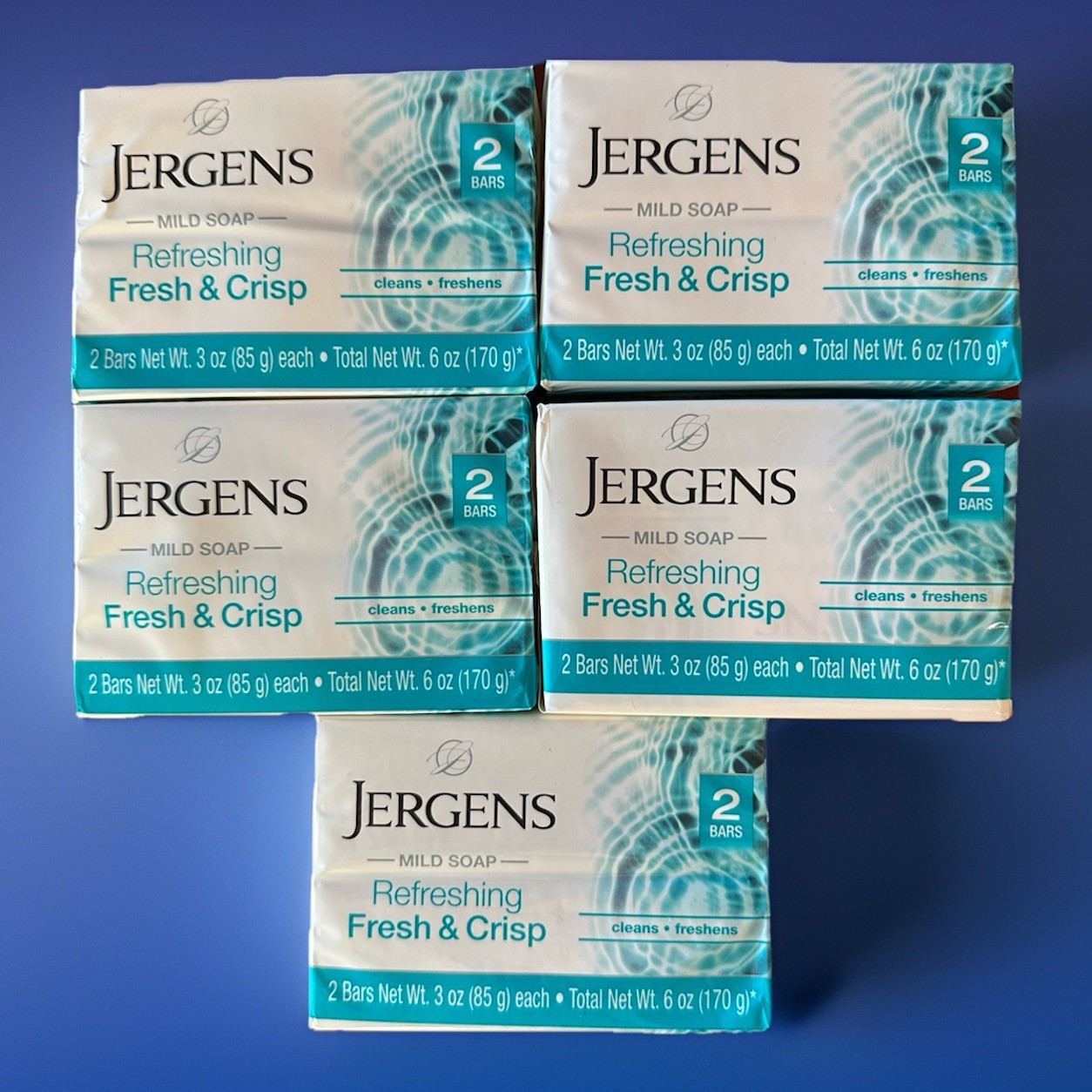 5x Lot Jergens Fresh & Crisp Mild Soap 10 Bars Total New Sealed