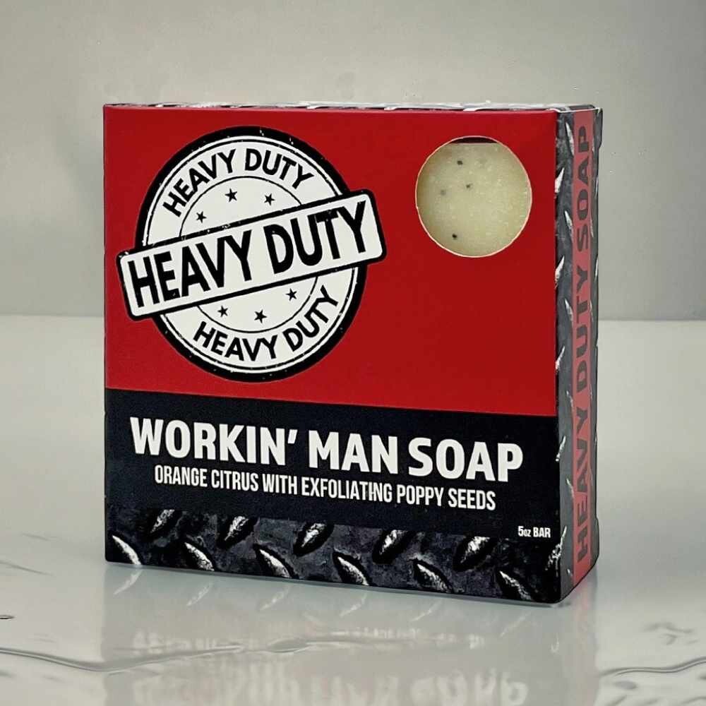 Seriously Shea Workin’ Man Heavy Duty Soap, Orange Citrus & Poppy Seeds