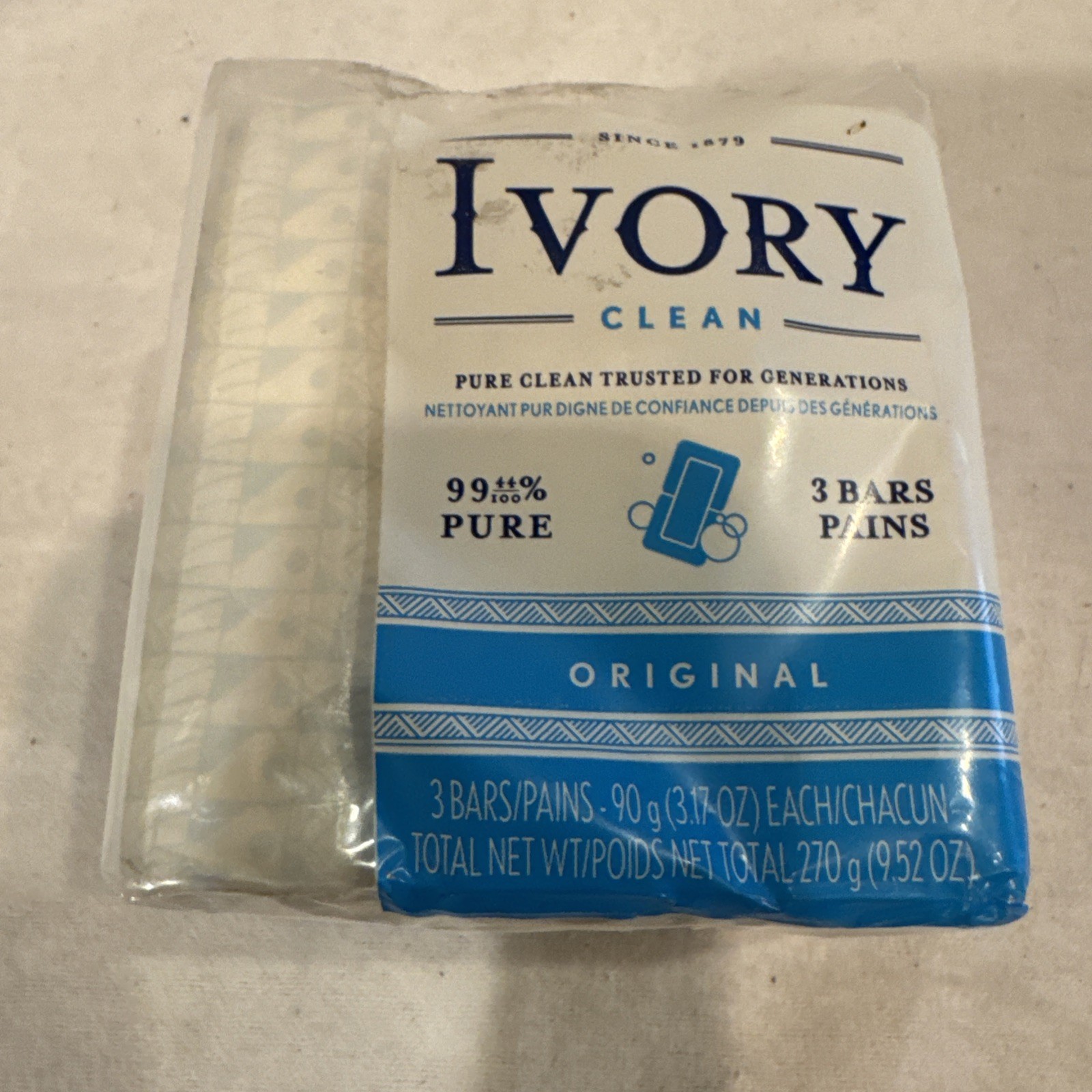 Ivory Pure 99 44/100% Simple Bar Soap (3 Bars) 9.5 oz Pack Vintage – Sealed NOS