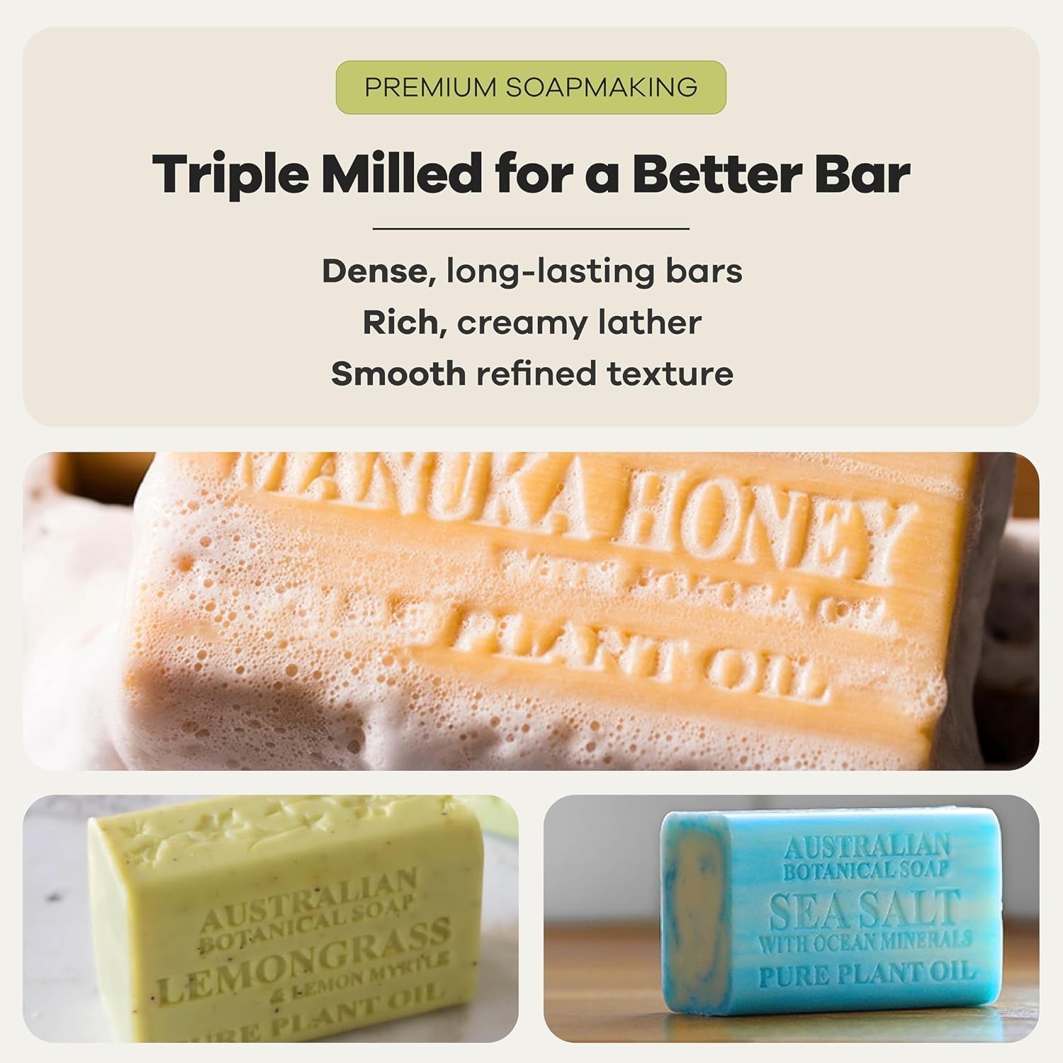 Organic Goats Milk Soap with Lemongrass & Sea Salt – Pack of 4 for Hydrated Skin