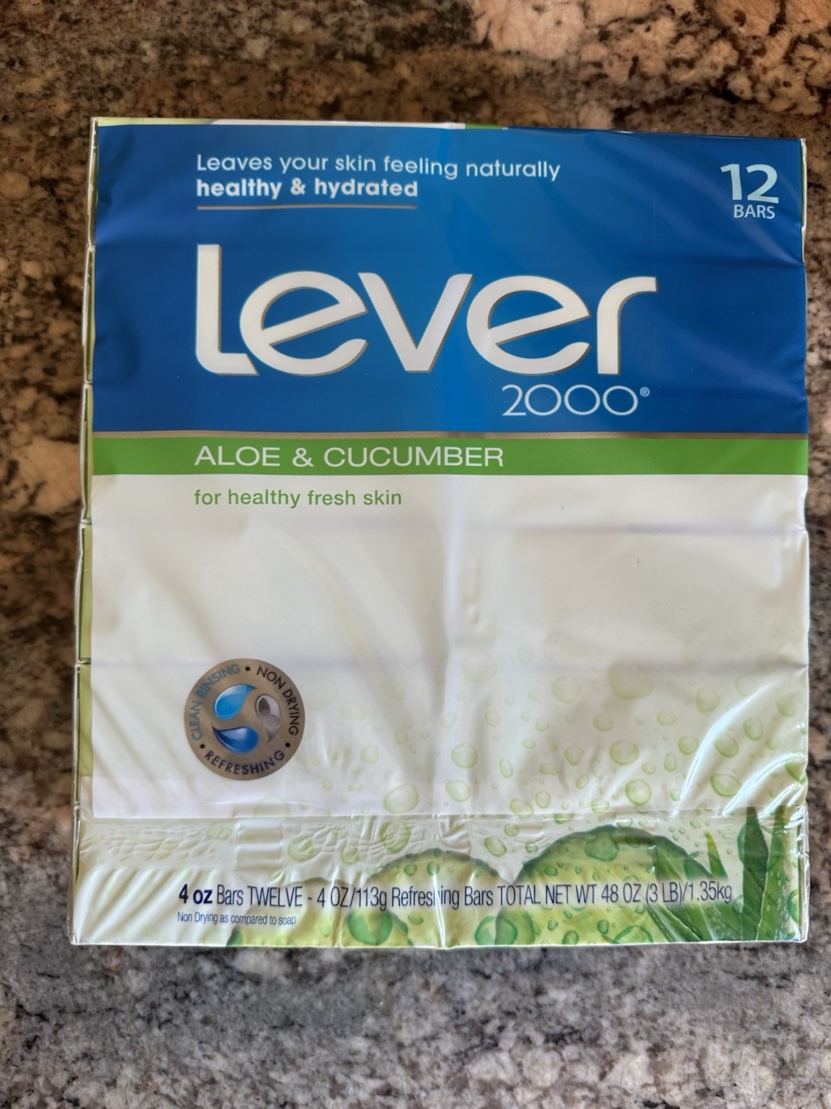 Lever 2000 Aloe & Cucumber 12 Bar Pack 4OZ Each Bar/ 48OZ Total BRAND NEW