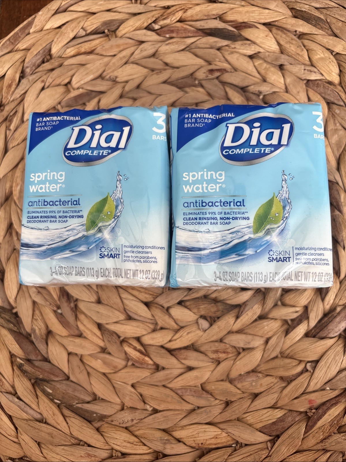 Dial Complete Spring Water Antibacterial Bar Soap Two Pack of 3;4oz Bars Sealed