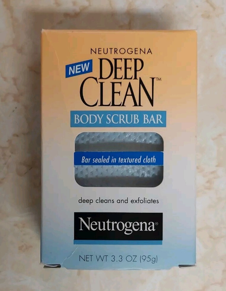 Rare Neutrogena Deep Clean Body Scrub Bar Soap Sealed Textured Cloth 3.3 oz