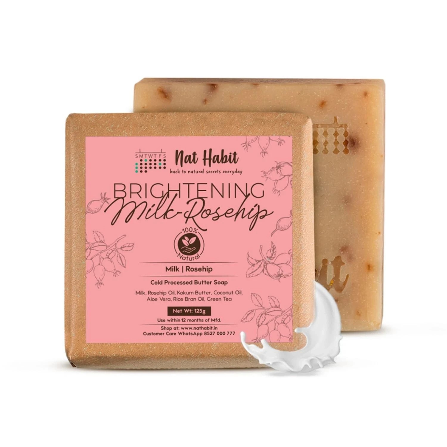 Nat Habit Brightening Milk Rosehip Cold Processed Soap (125 g),