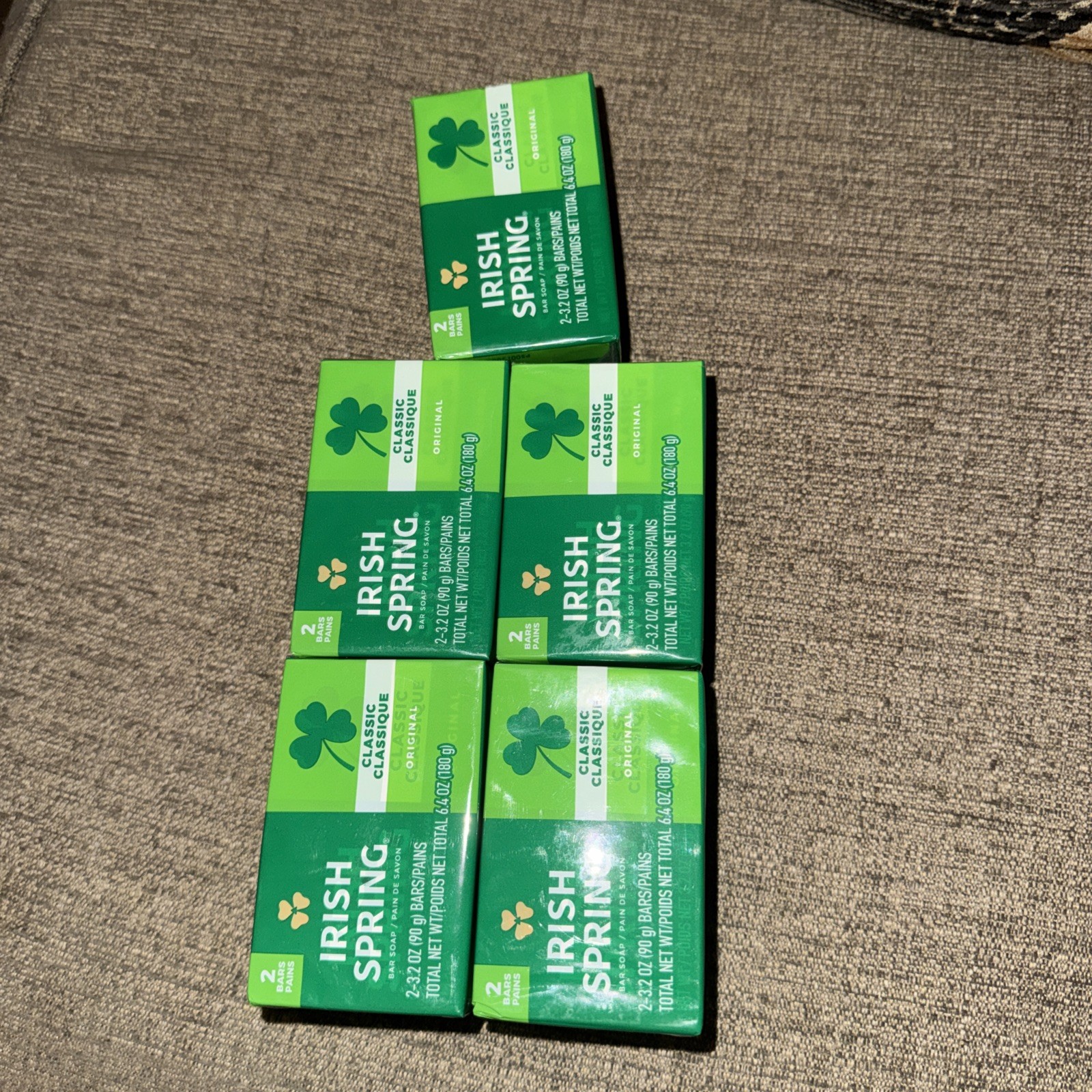 Lot Of 5 Packs Irish Spring Classic Original Clean Bar Soap 10 Bars 3.2 Oz Each