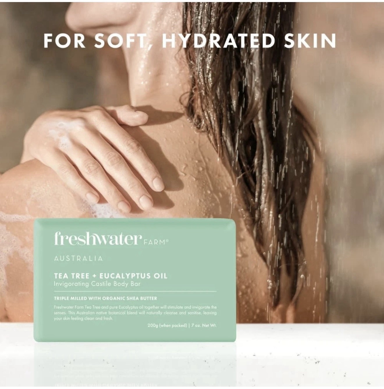 2X Freshwater Farm Australia Natural Soap Bar- Tea Tree + Eucalyptus Oil| 7 Oz