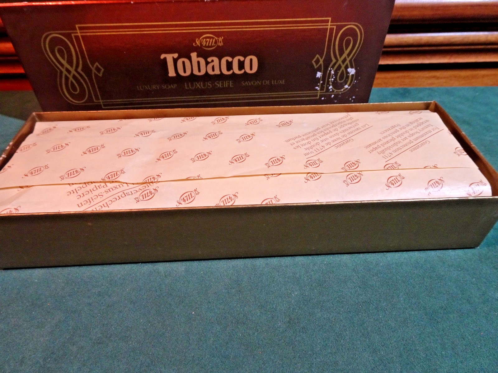MUELHENS #4711 TOBACCO LUXURY SOAP BARS, SET/3, GERMANY, ORIG. BOX, 3.5 OZ EACH