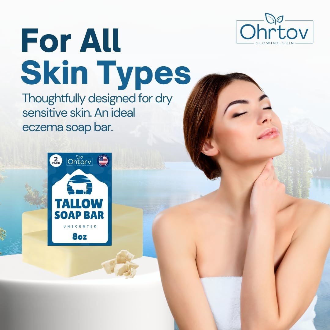 Moisturizing Unscented Beef Tallow Soap Bar – Ideal for Eczema & Sensitive Skin