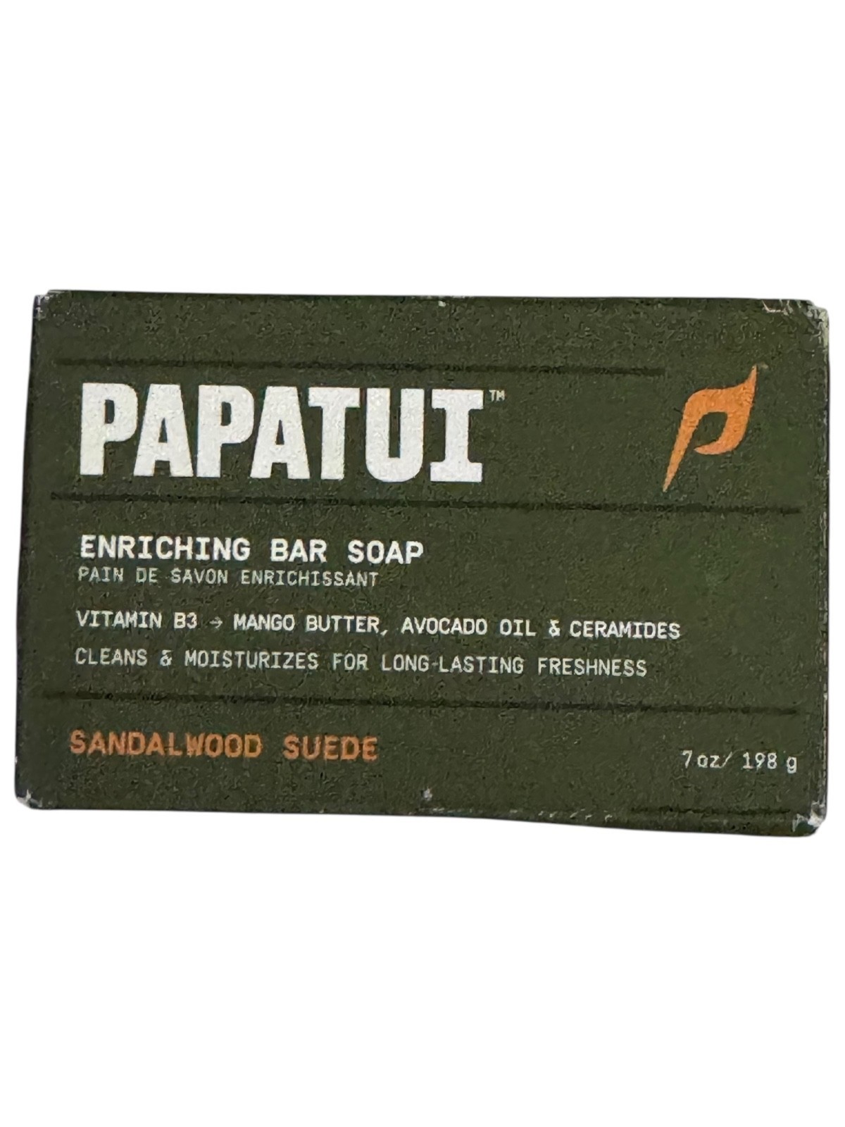 Papatui Enriching Bar Soap Sandalwood Suede Imperfect Box 7oz 1 Count