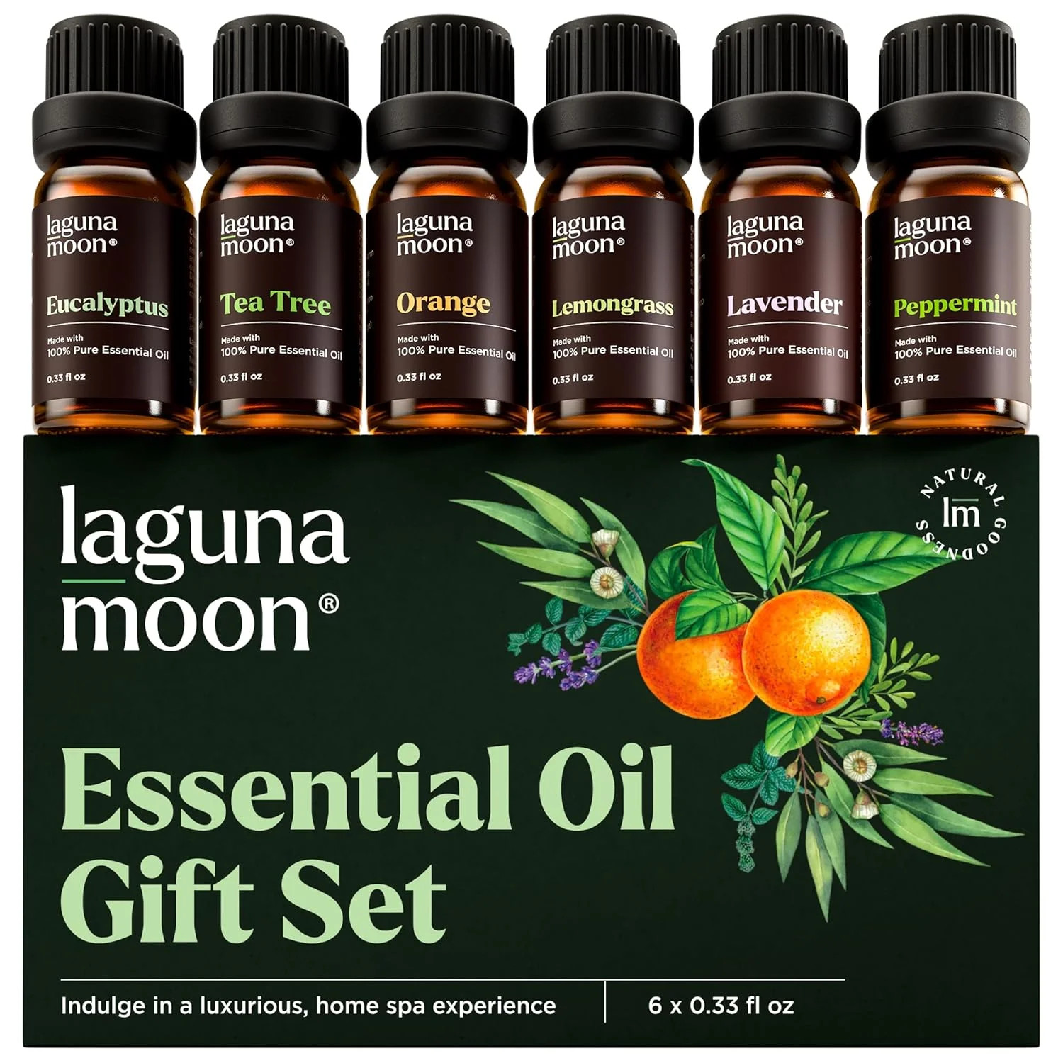 Lagunamoon Essential Oils Aromatherapy Set – 6 Oils for Diffusers, Home Care, Ca
