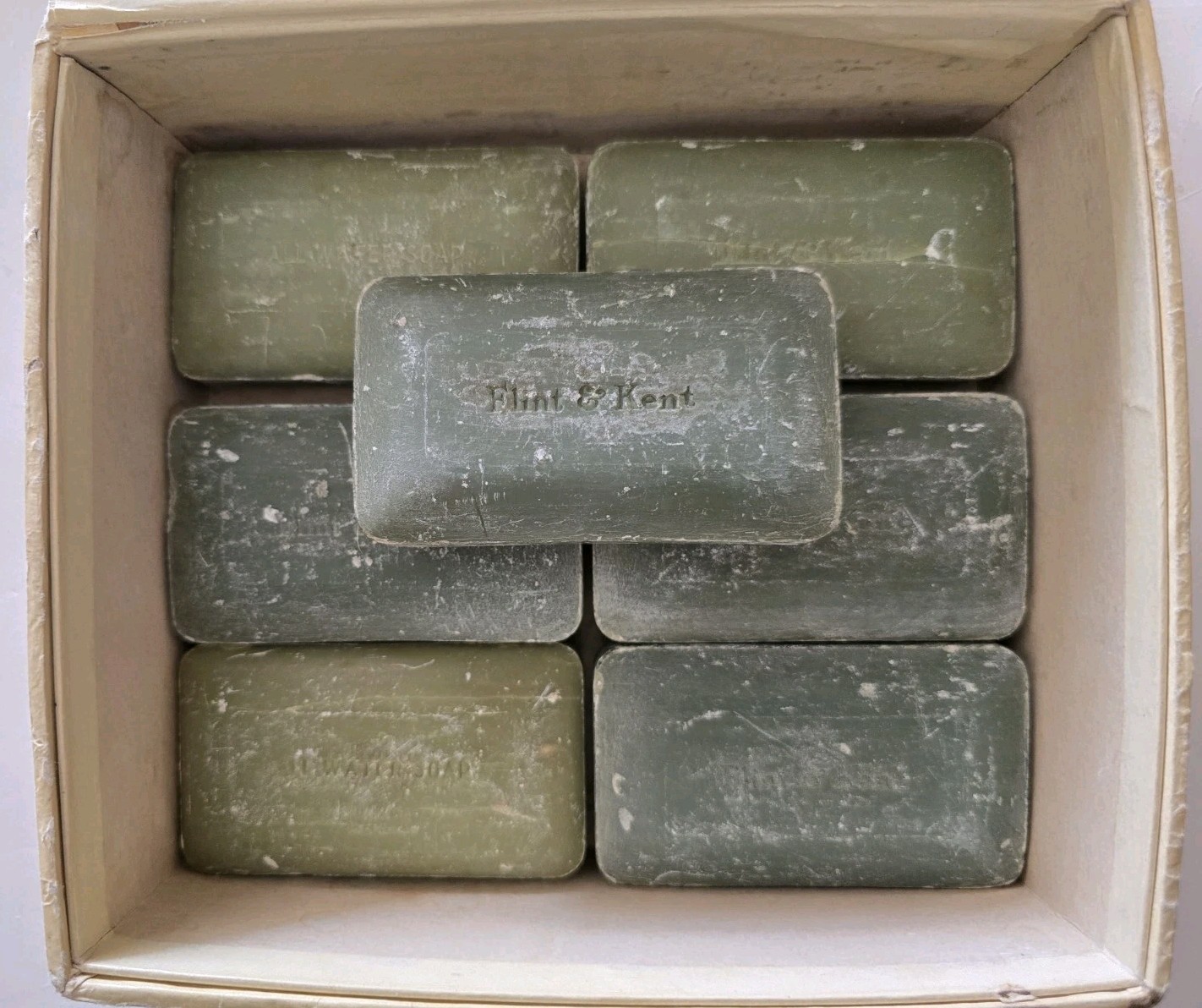 7 Vtg Flint & Kent Buffalo NY Bars Soap In Box Original Container All Water