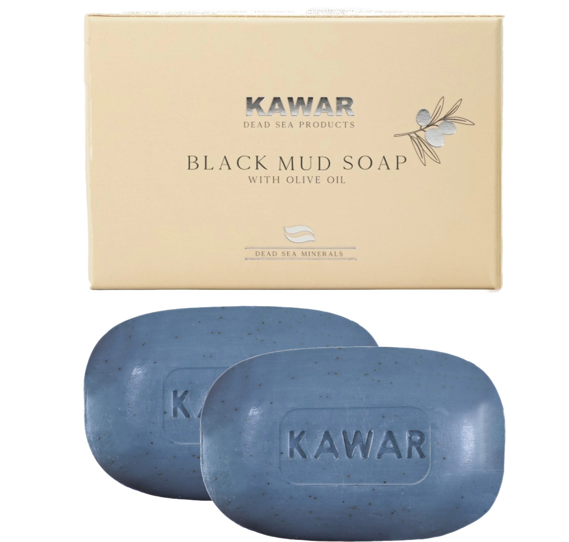 Kawar Dead Sea Black Mud Soap with Shea Butter & Olive Oil Vegan Soap Pack Of 2