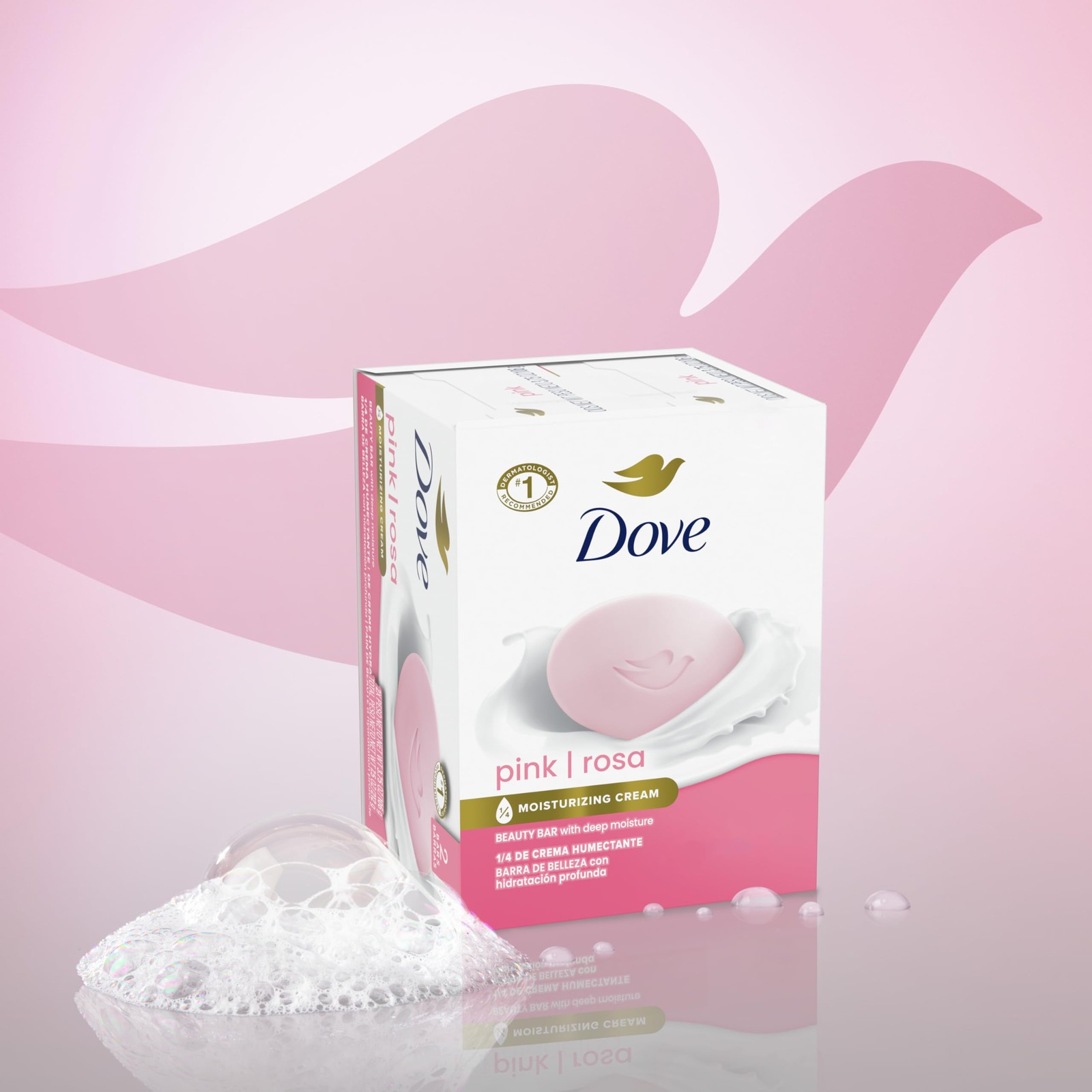 Dove Beauty Bar Soap Pink Rosa, 6 Bars for Soft, 6 Count (Pack of 1),