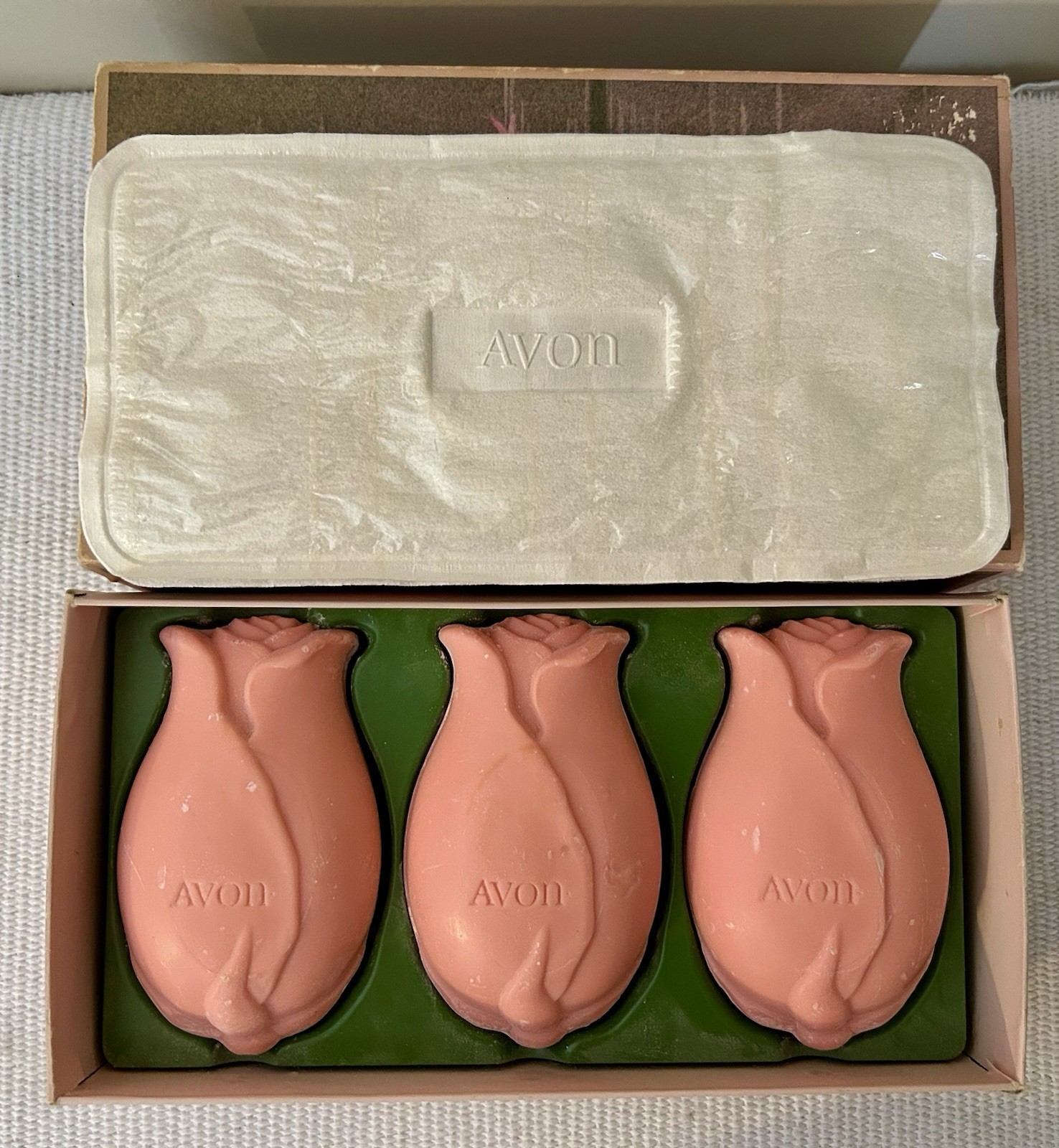 Vintage Avon TOUCH of ROSES 3 Perfume Soaps 3 Oz. Each 1970s NIB