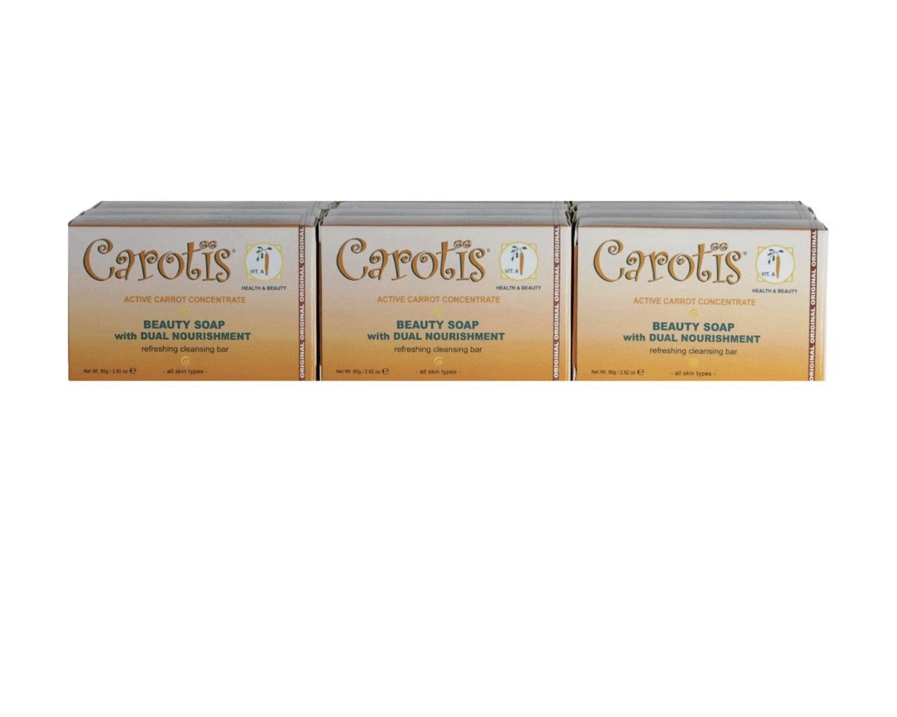Carotis Beauty Soap 12-Pack | 80g Each Refreshing Cleansing Bars with Carrot Oil