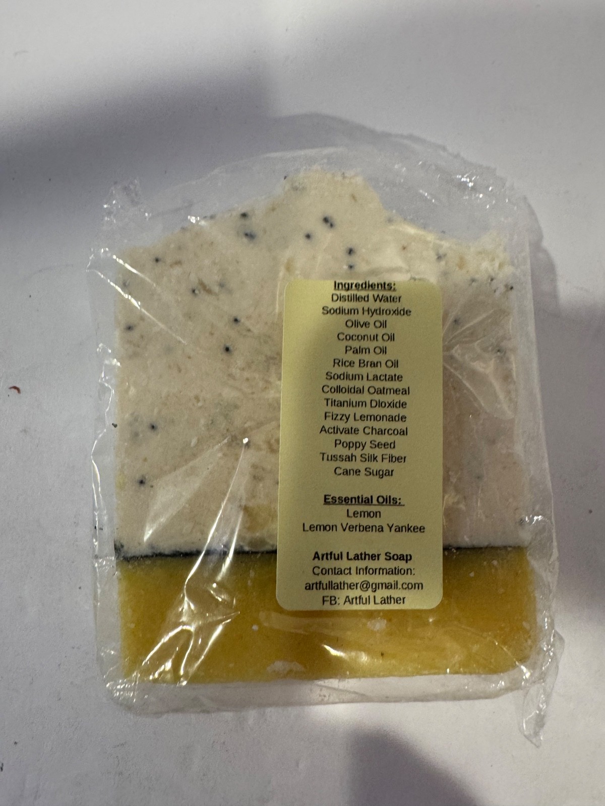 Homemade soap Lemon & Poppy Seed 3.4 oz Bar Gentle
