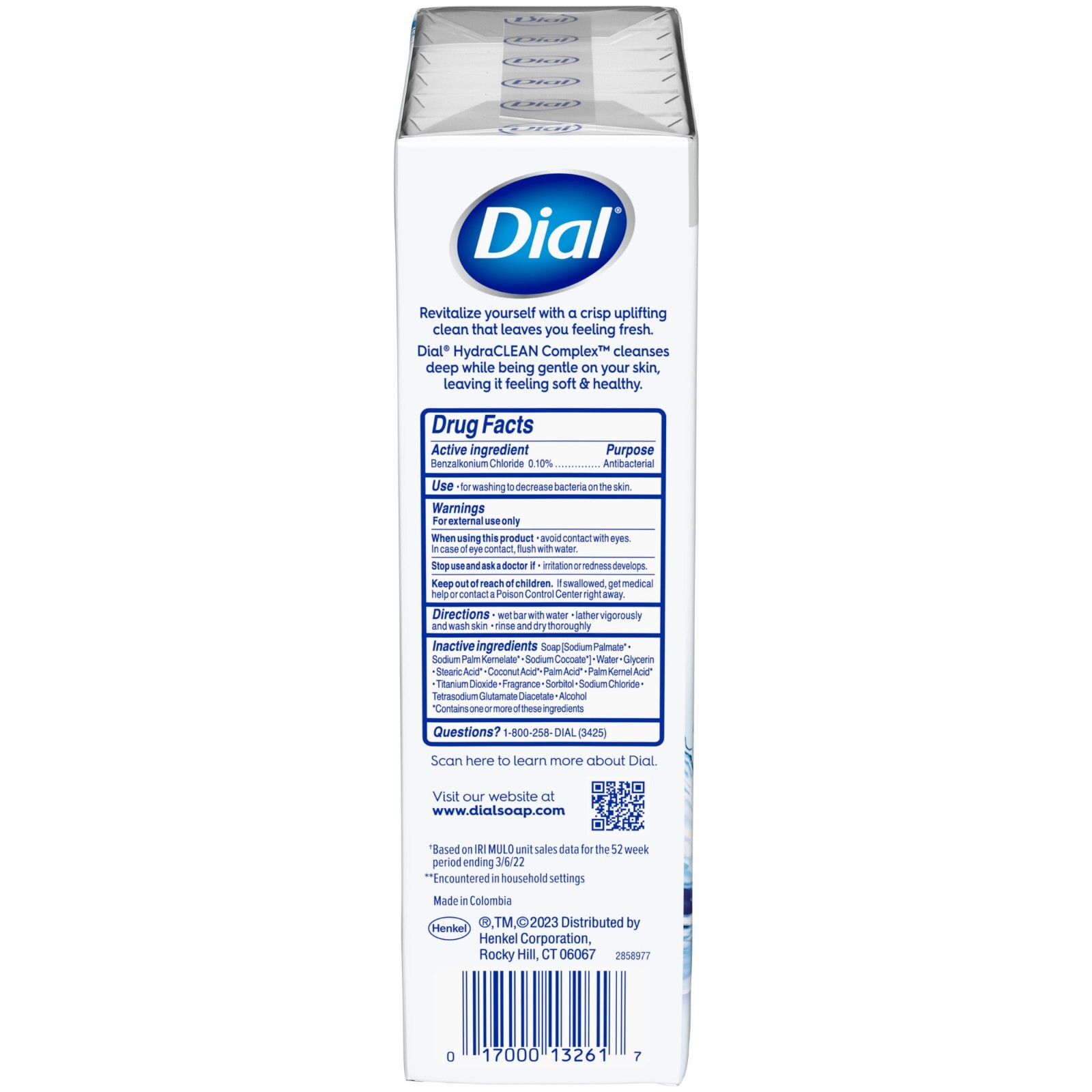 Dial Antibacterial Bar Soap, Refresh & Renew, White, 4 oz, 12 Bars