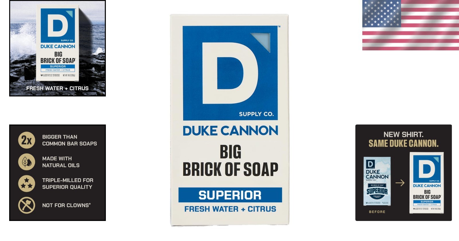 Men’s Extra Large Bar Soap – 10 oz Triple-Milled with Fresh Water & Citrus Scent