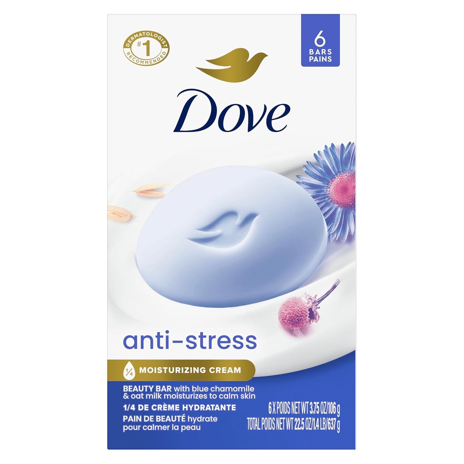 Dove Beauty Bar Gentle Cleanser Anti-Stress Cream Bar – 6 Pack