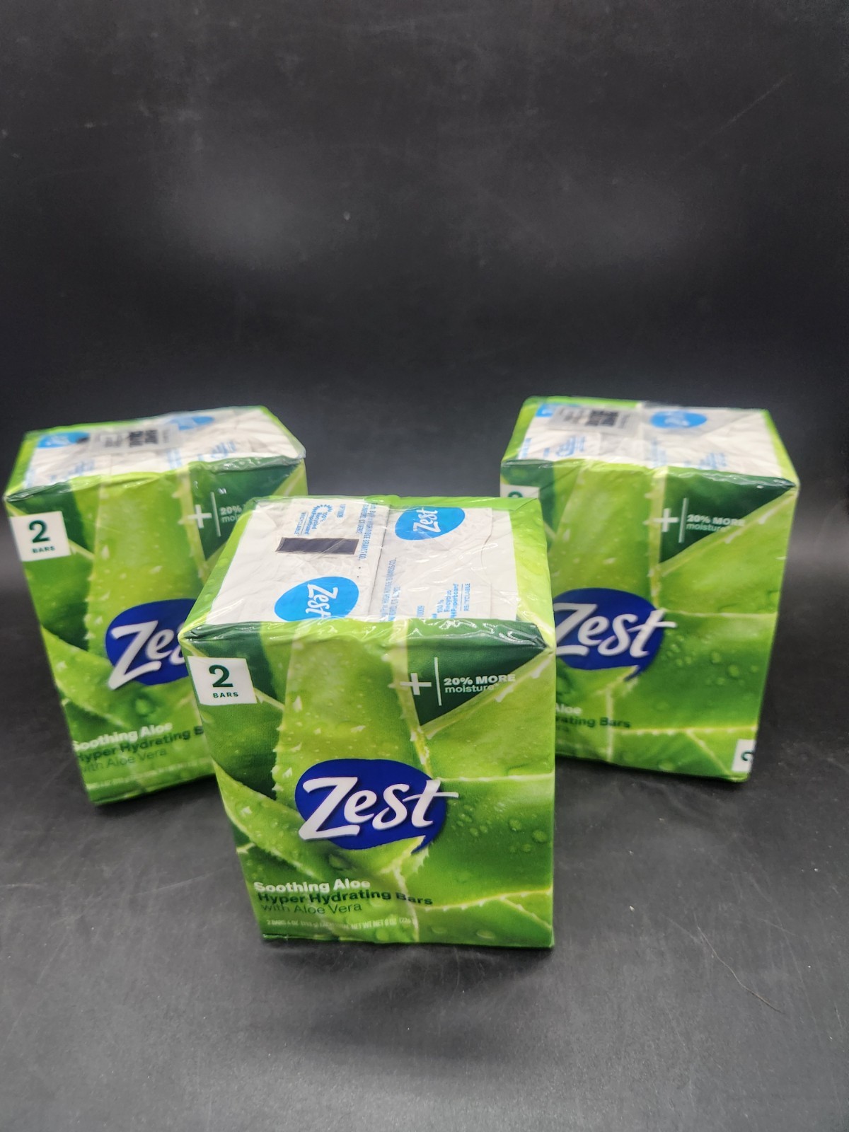 6 Bars Zest Soothing Aloe Deodorant Bar Soap 3.2 oz Germs Away