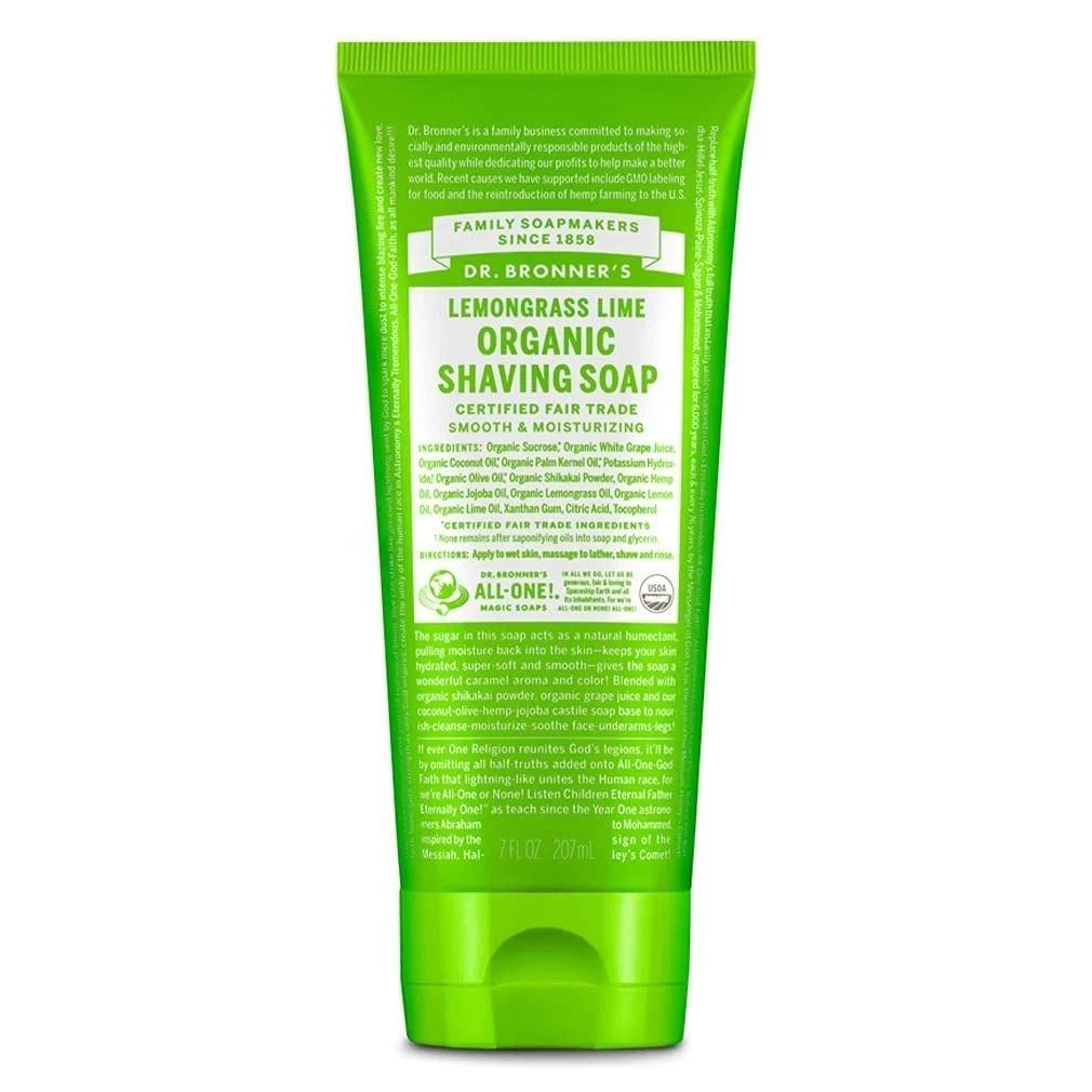 Dr. Bronner’s Organic Shaving Soap Lemongrass Lime 7 fl. oz Each (Pack of 4)