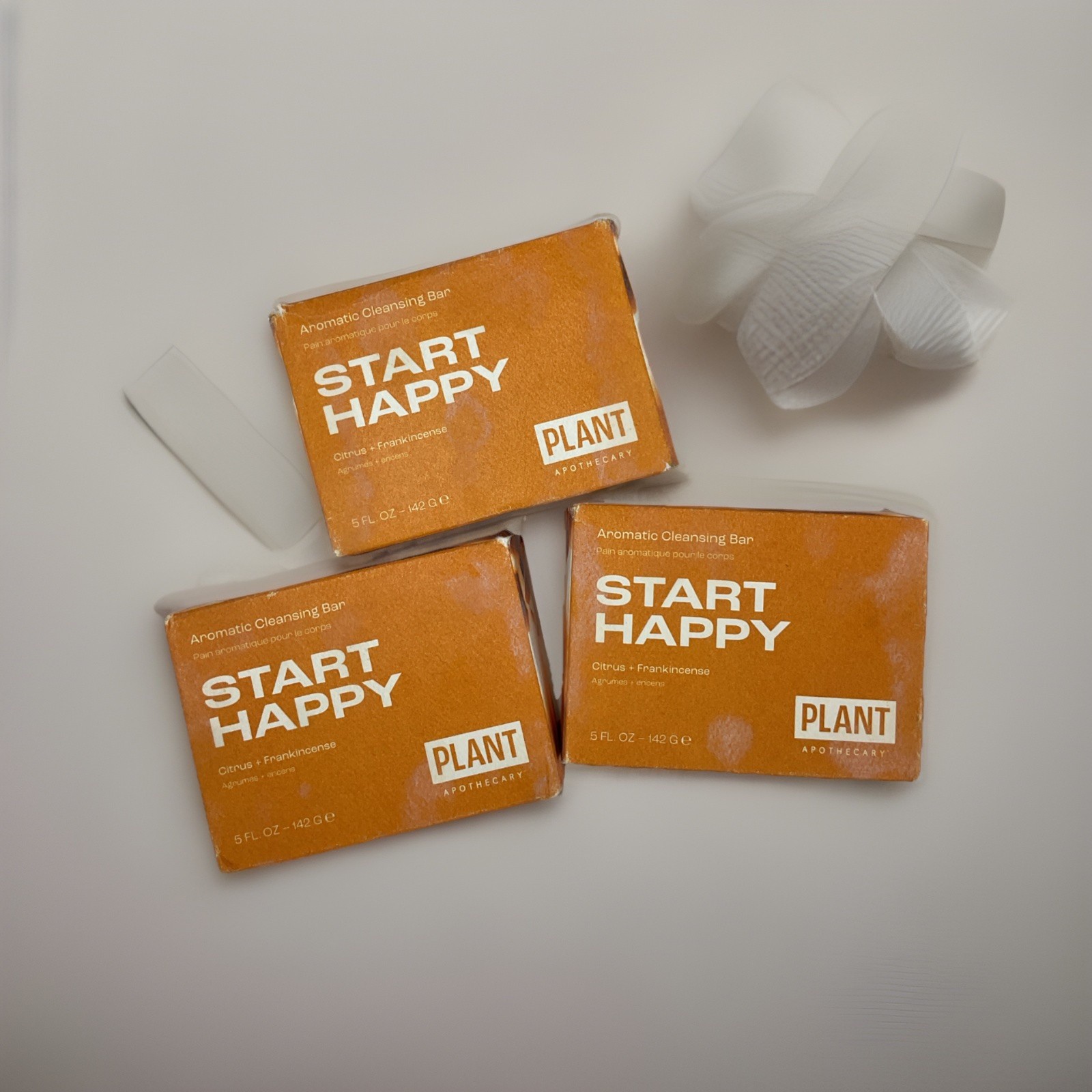 Lot Of 3 Start Happy Aromatic Cleansing Bar Citrus + Frankincense 5 Oz Each.