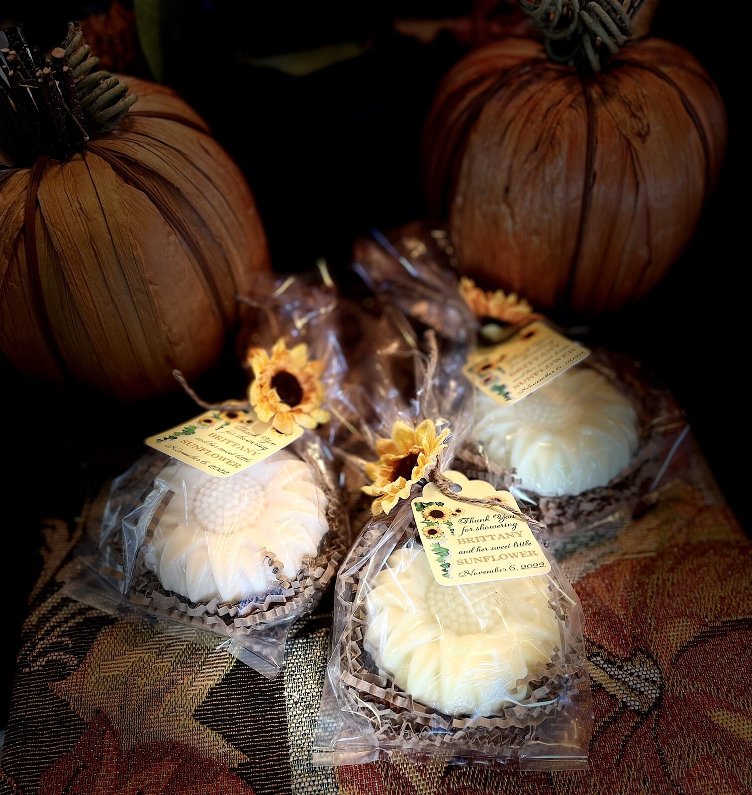 Sunflower Shea Butt Soap Favors for Baby Showers, Bridal Showers, etc