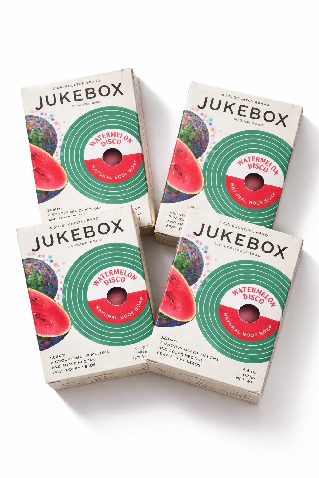Jukebox Watermelon Disco Natural Body Soap 4.5oz Lot of 4 Bars