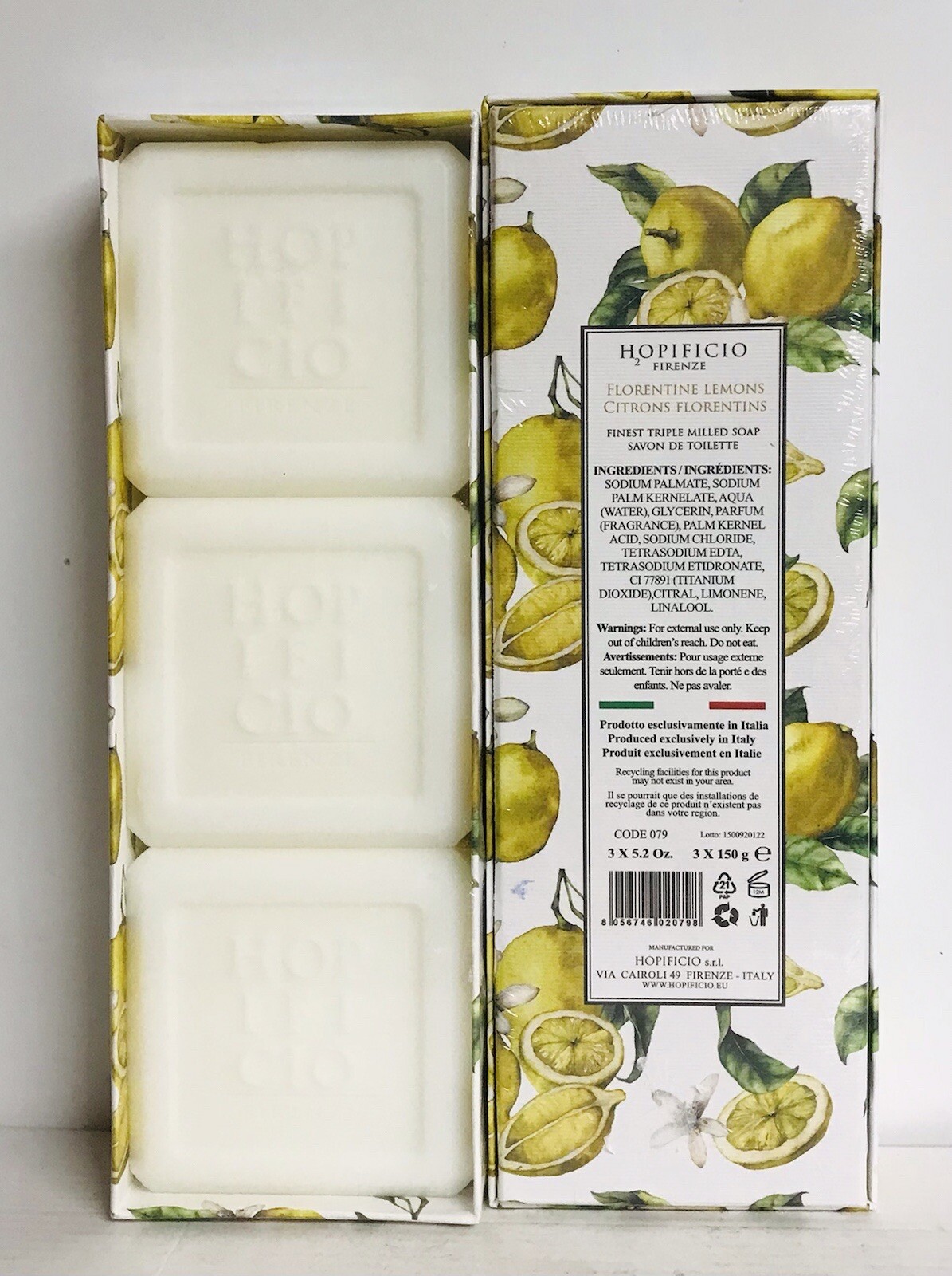 2-Pack Hopificio ~ Florentine Lemons Bar Soap 6 Bars 150 g Each