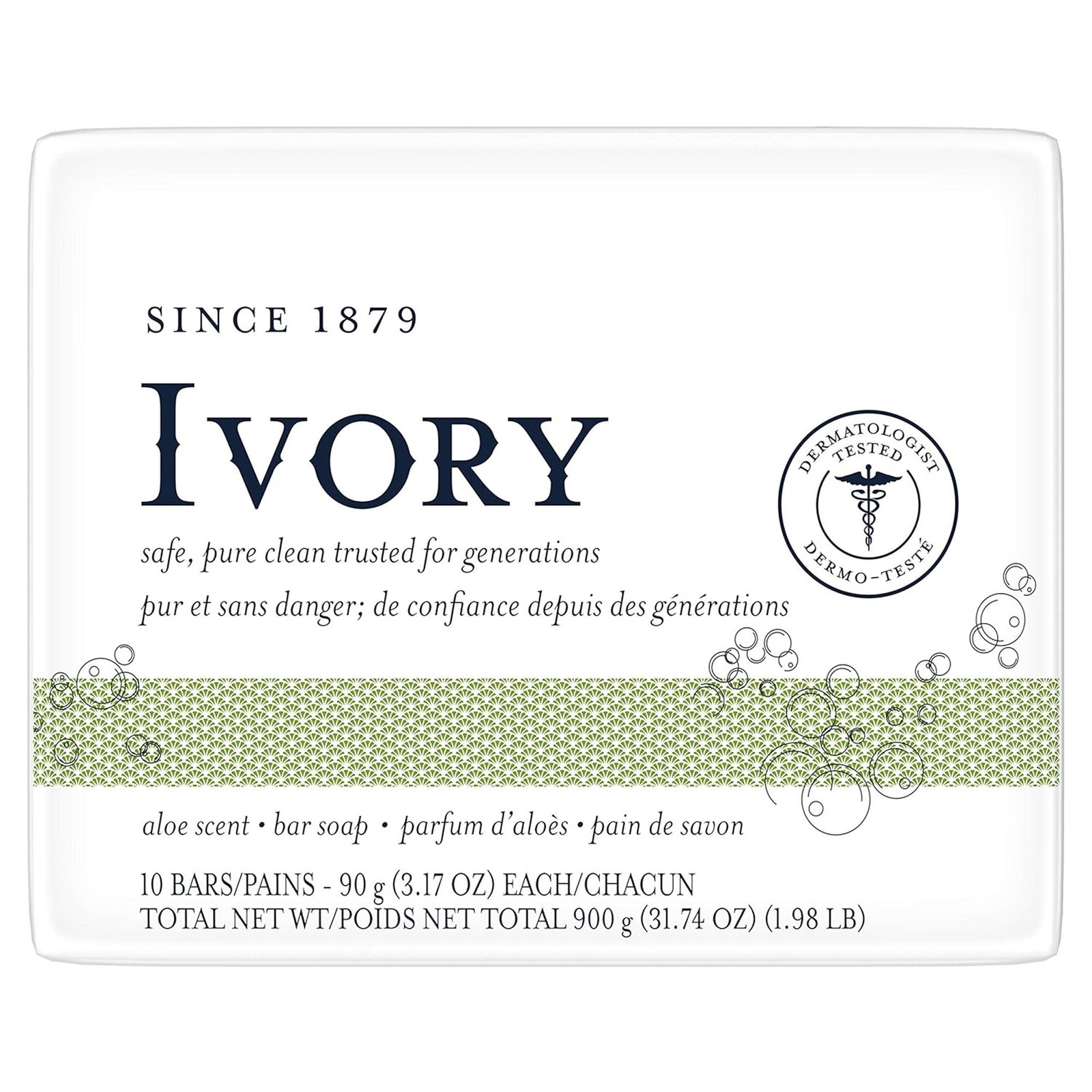 Ivory 10 Pack Clean Pure Clean Bar Soap, Aloe Scent, 3.17 Ounces