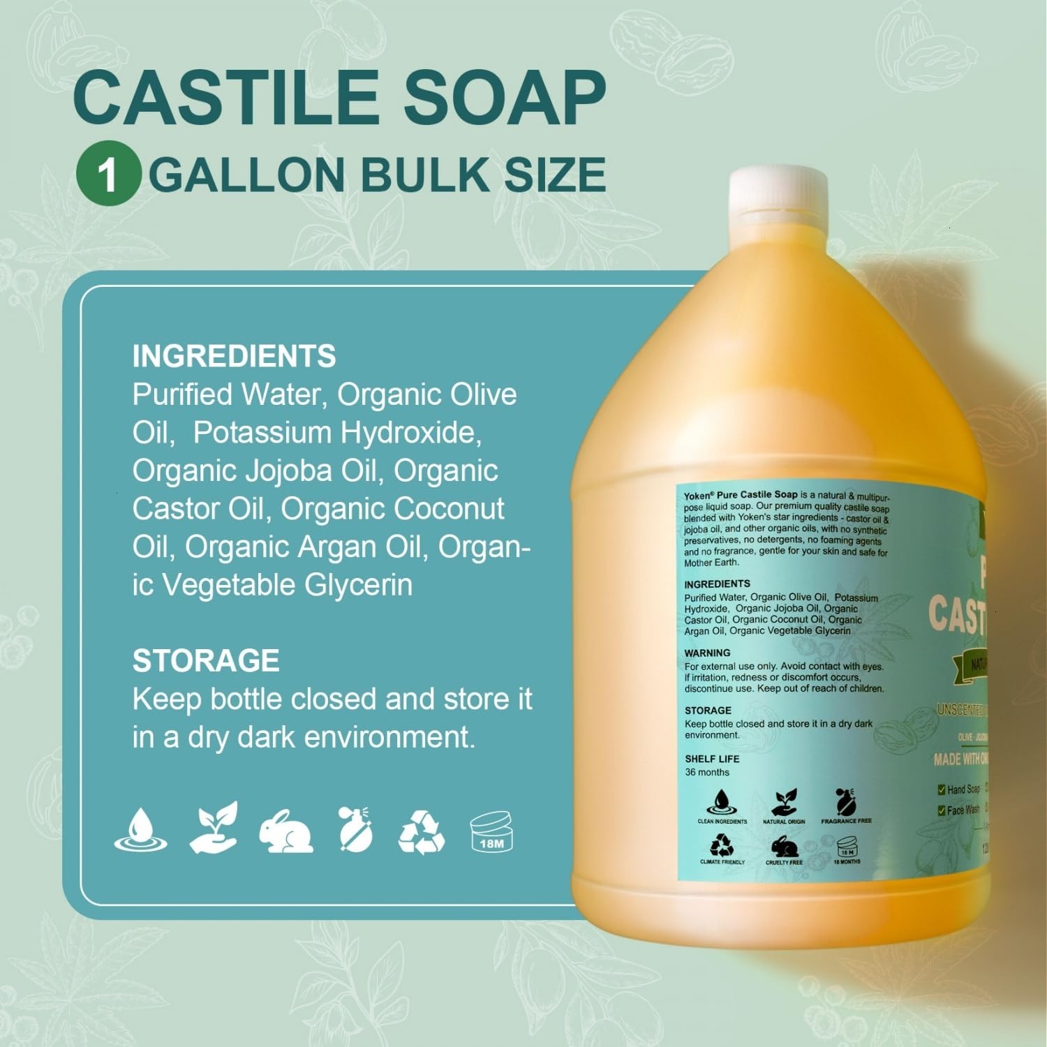 Unscented Castile Soap Liquid – Organic Oil, Clean & Gentle