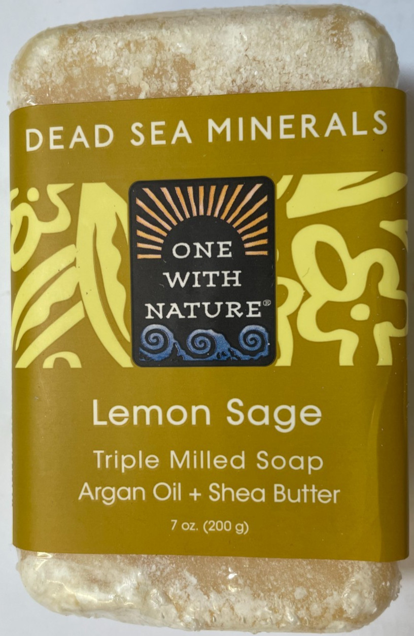One With Nature Dead Sea Minerals Bar Soap, Lemon Sage 7 oz (198 g) New Sealed