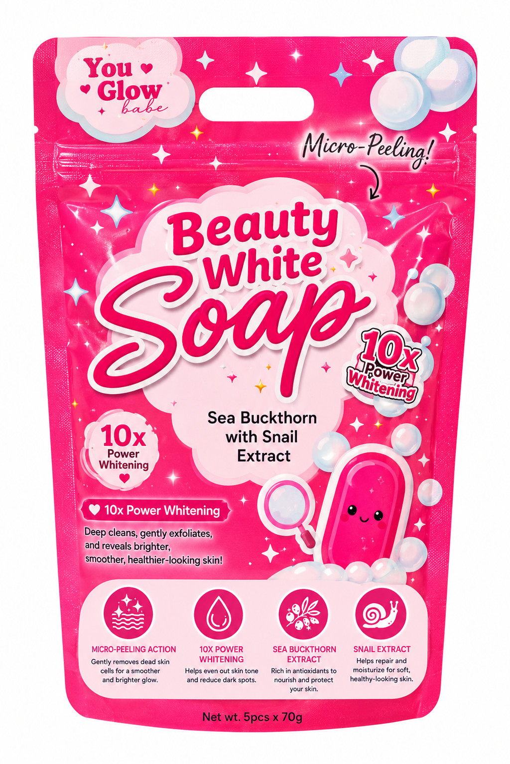 You Glow Babe Beauty White Soap Sea Buckthorn with Snail Extract – 5 Bars x 70g