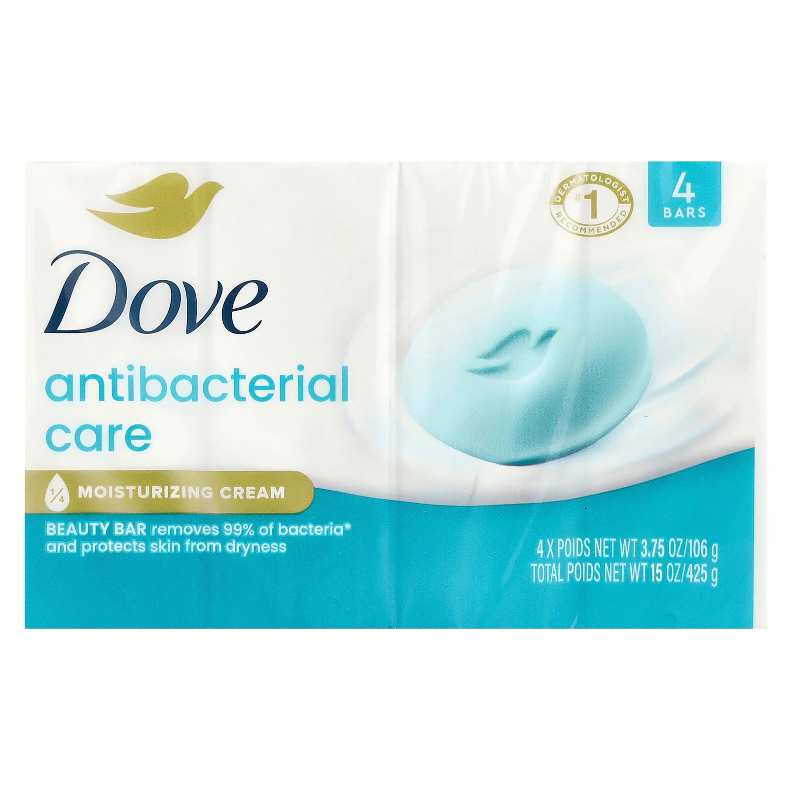 Care & Protect, Antibacterial Beauty Bar, 4 Bars, 3.75 oz (106 g) Each