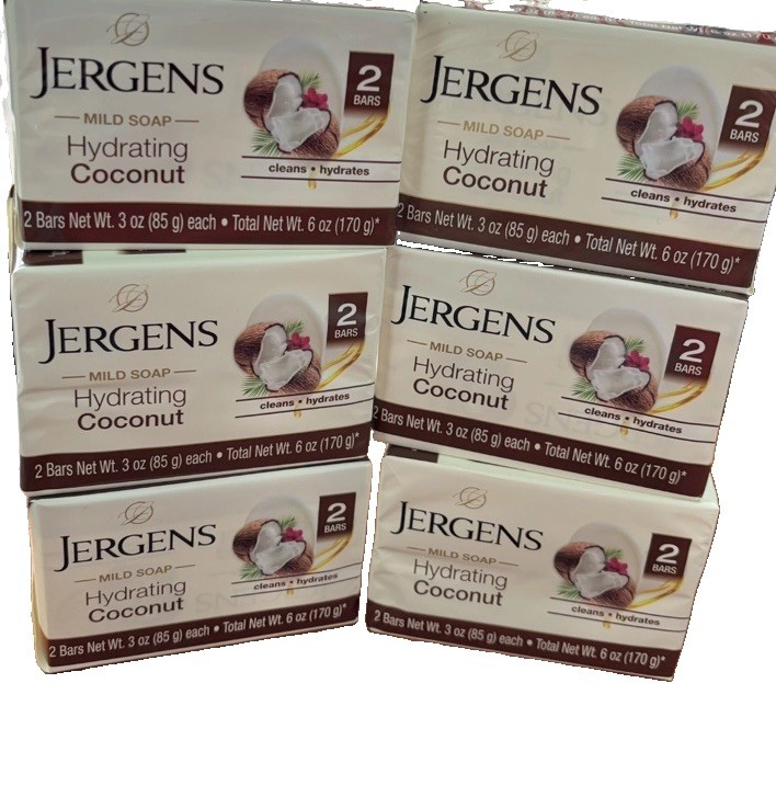 (6) Jergens Mild Coconut Bar Soap. 12Bars Total, 3 Ounces Each