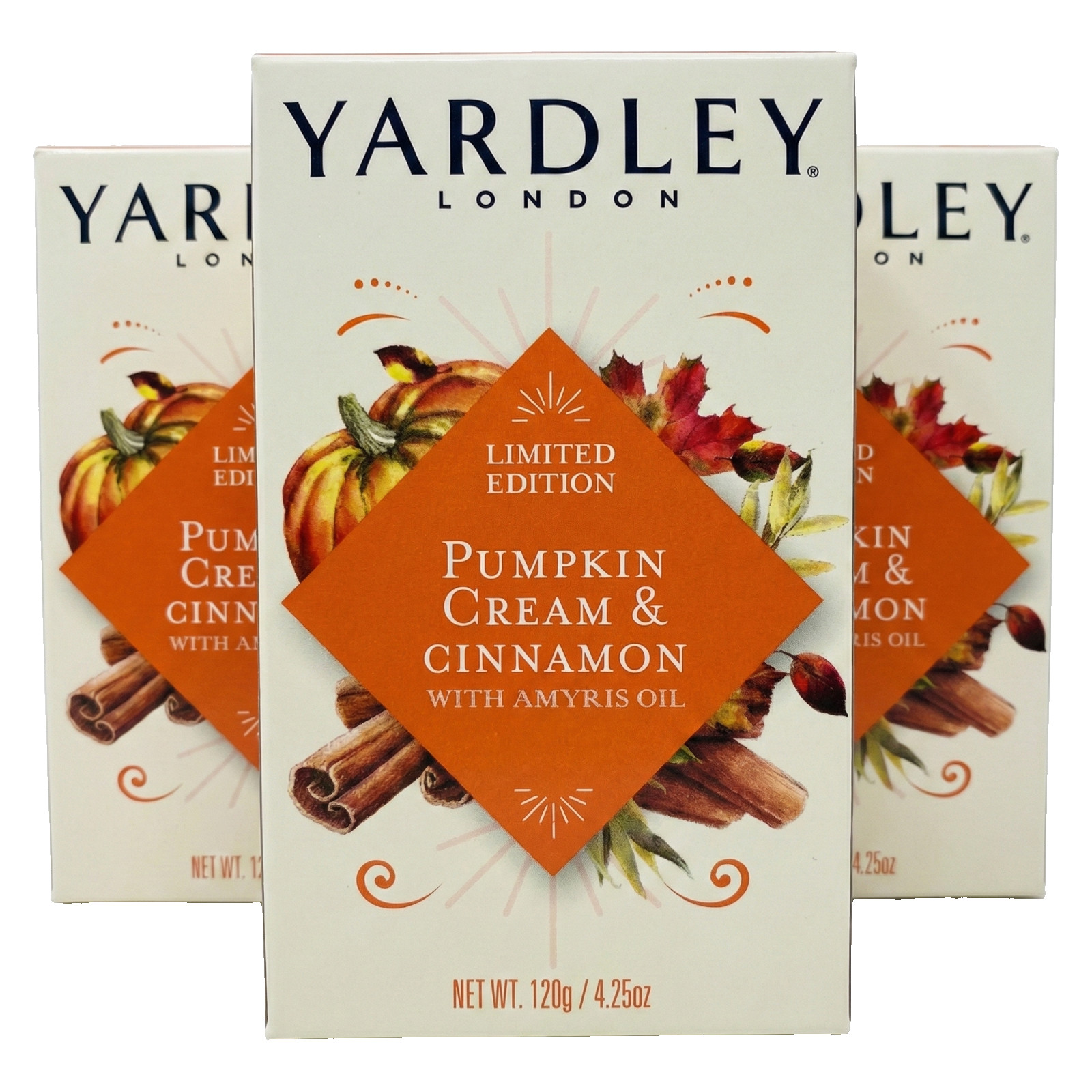 X3 Yardley L.E. Pumpkin, Cream & Cinnamon 4.25 oz. Bar Soap Discontinued