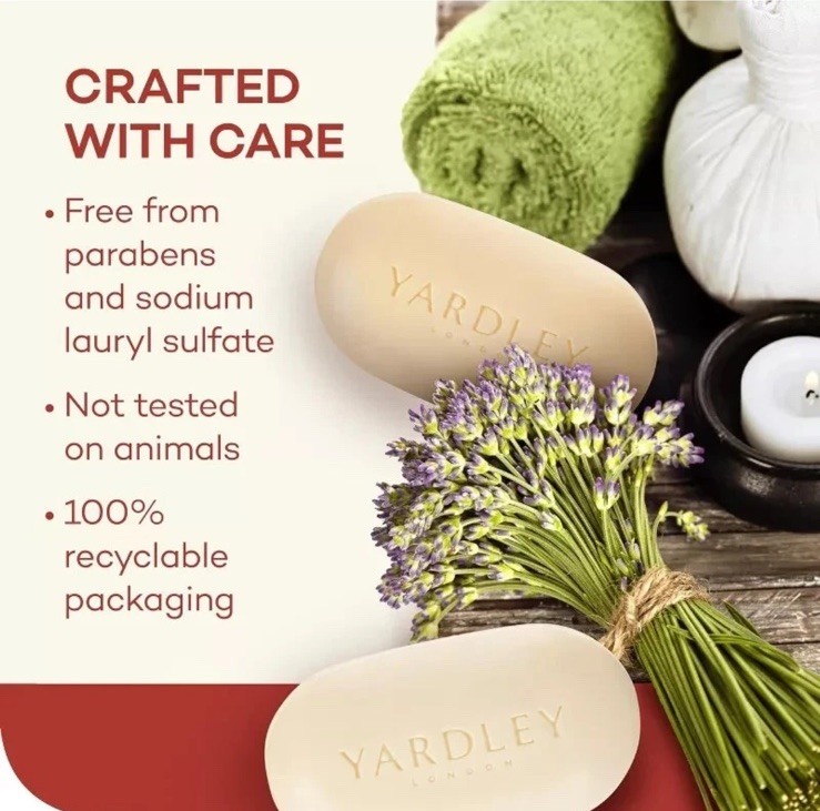 6-Pack Yardley London Bath Bar Soap Cocoa Shea Butter 4oz Each