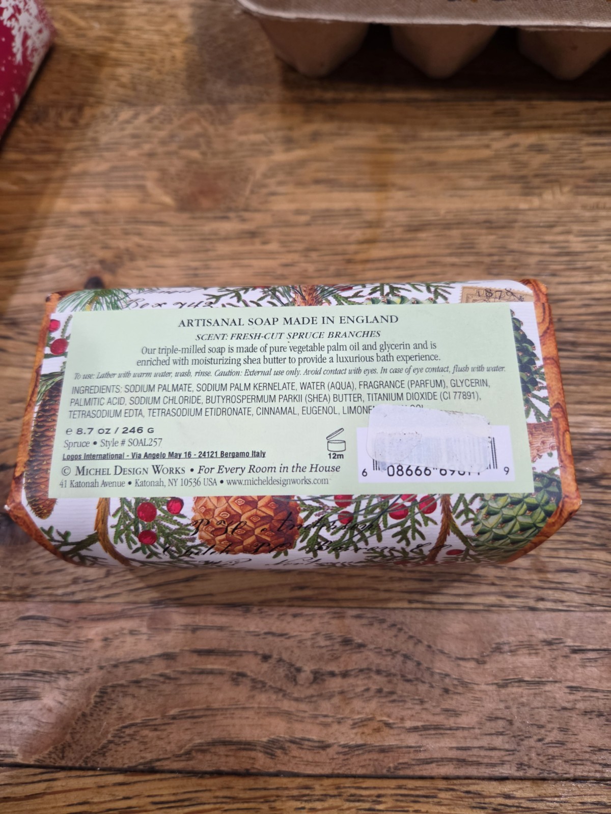 New Michel Design Works SPRUCE Large Shea Butter Bath Soap Bar Made in England
