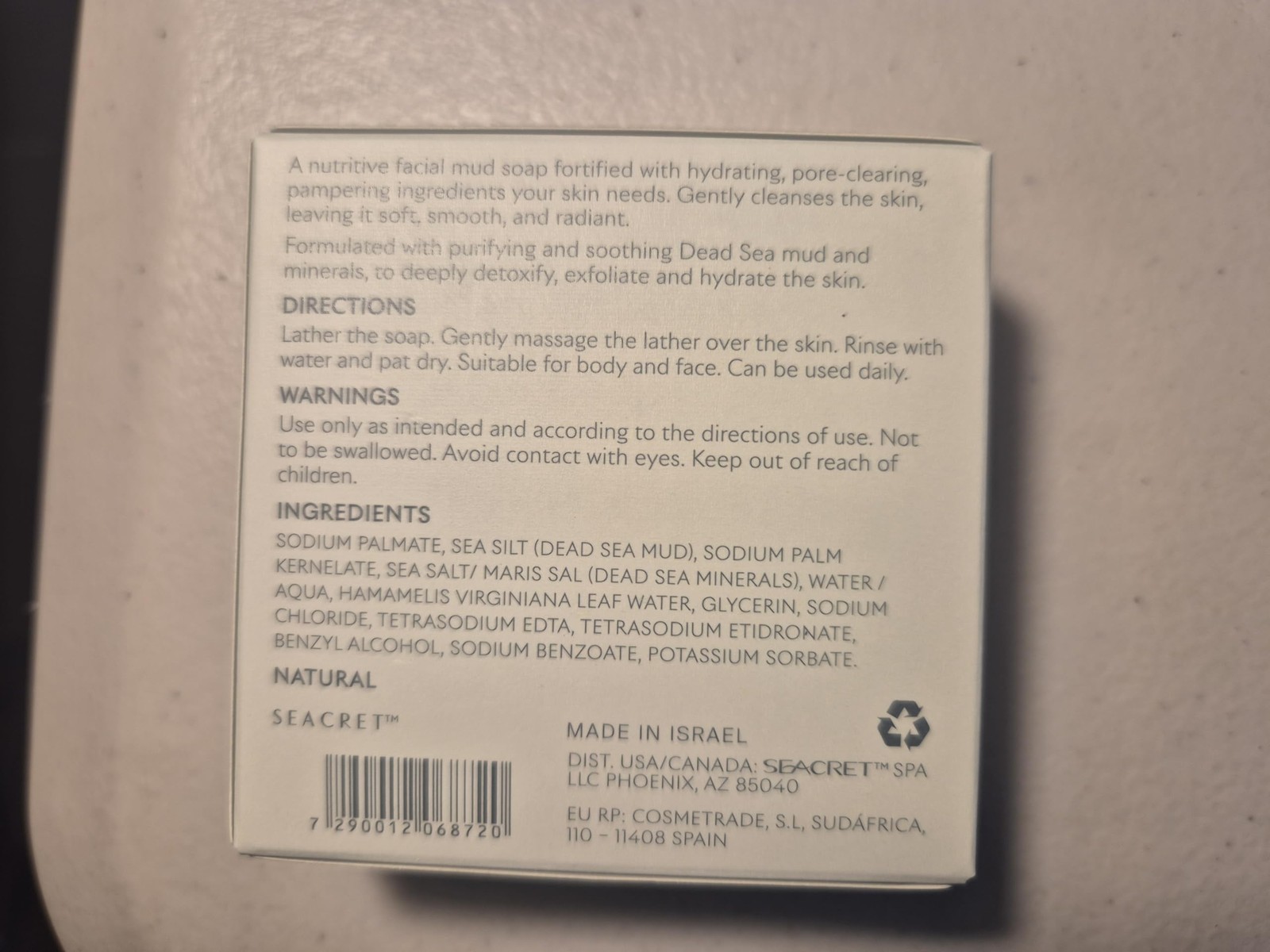 SEACRET Dead Sea Mud Soap Bar – Deep Pore Purifying & 4.4 Ounce (Pack of 1)