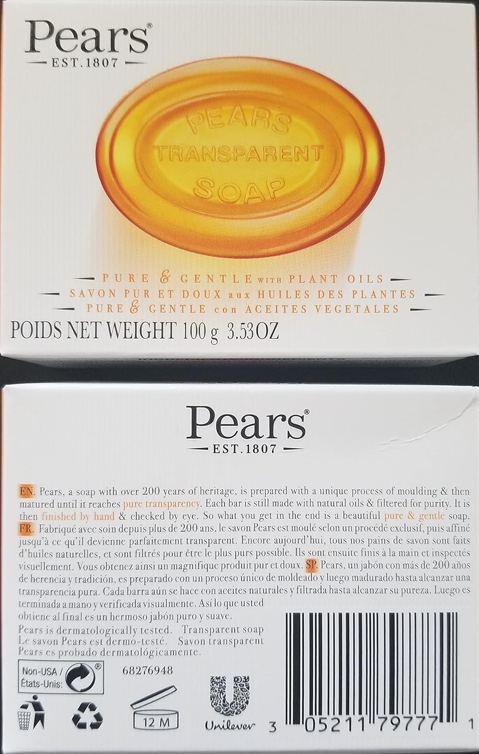 Pears Transparent Soap 3.5oz for Adults, 0.11 Kilograms