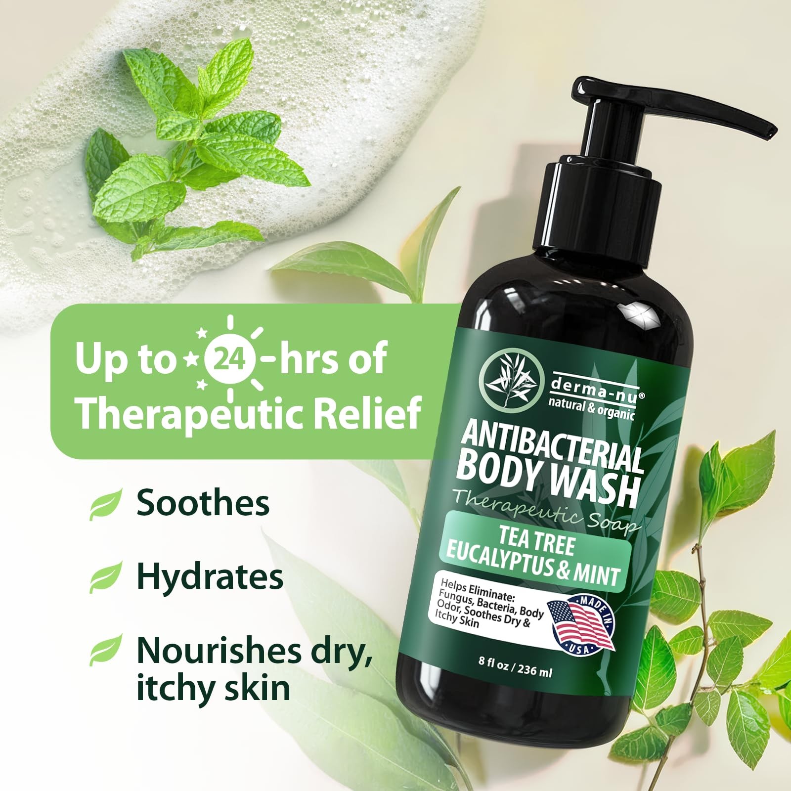 Antifungal Soap and Antibacterial Body Wash – Body Acne Wash, Tea Tree Soap with