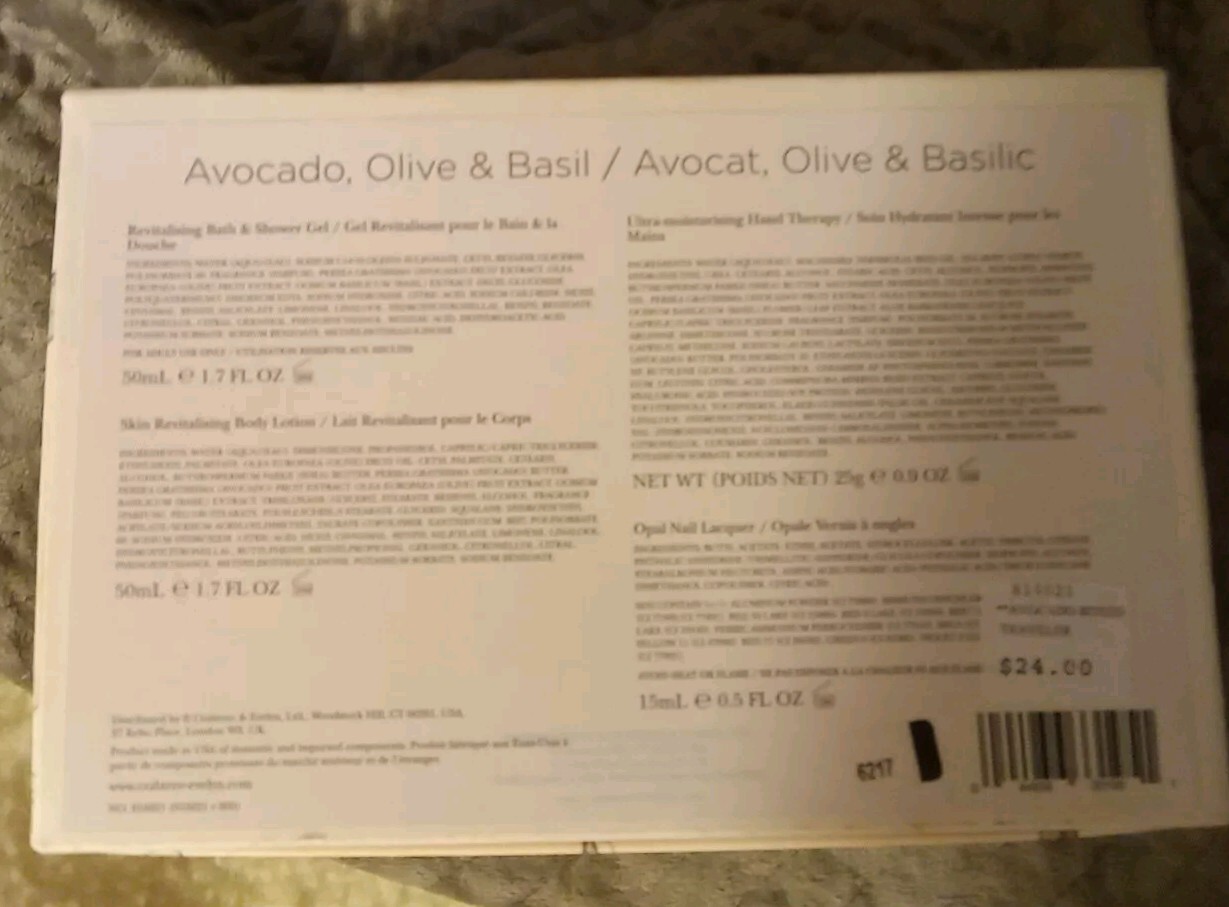 Crabtree & Evelyn Avocado Olive & Basil 4-Piece Gift Box New Old Stock