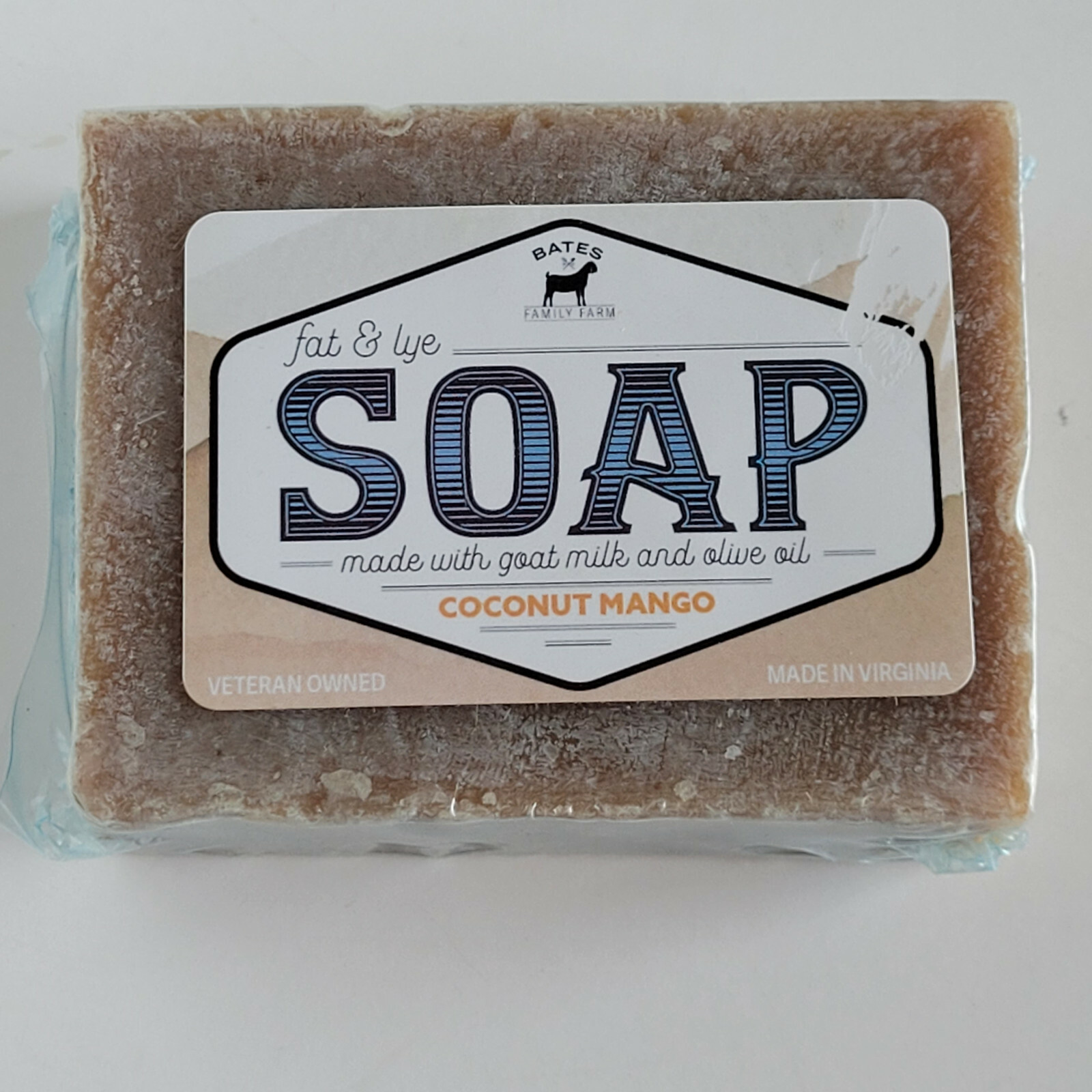 Bates Family Farm Coconut Mango Fat and Lye Soap Goat Milk Olive Oil Natural
