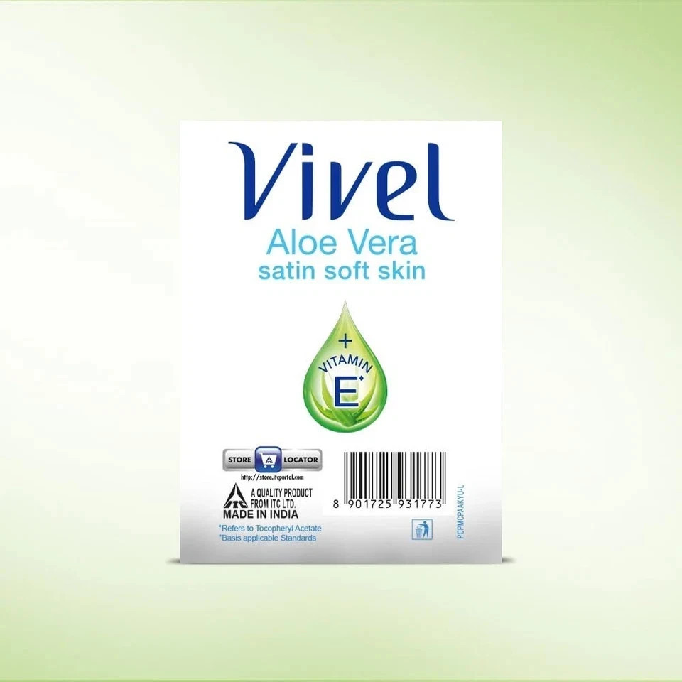 Vivel Aloe Vera Grade 1 + Vitamin E Bathing Soap 150 g × 4 – Soft, Glowing Skin