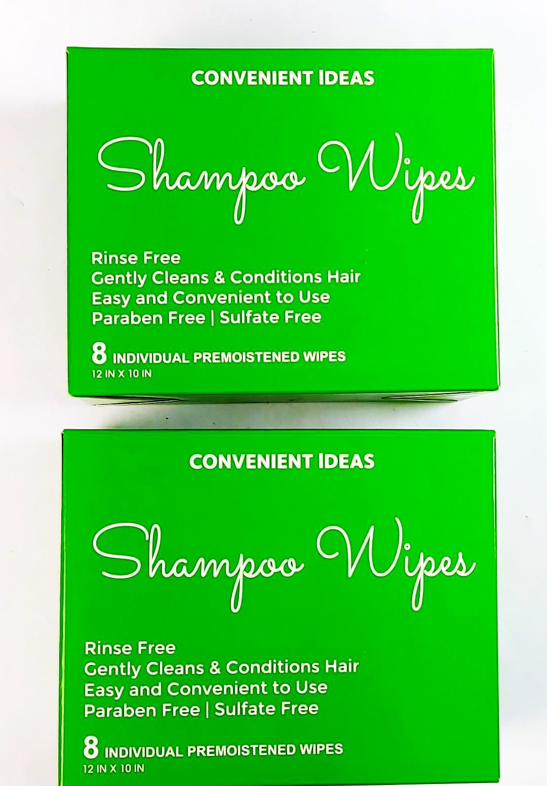 Two Boxes-(16) Rinse Free Shampoo Wipes No Water Hair Cleanse Travel Packets