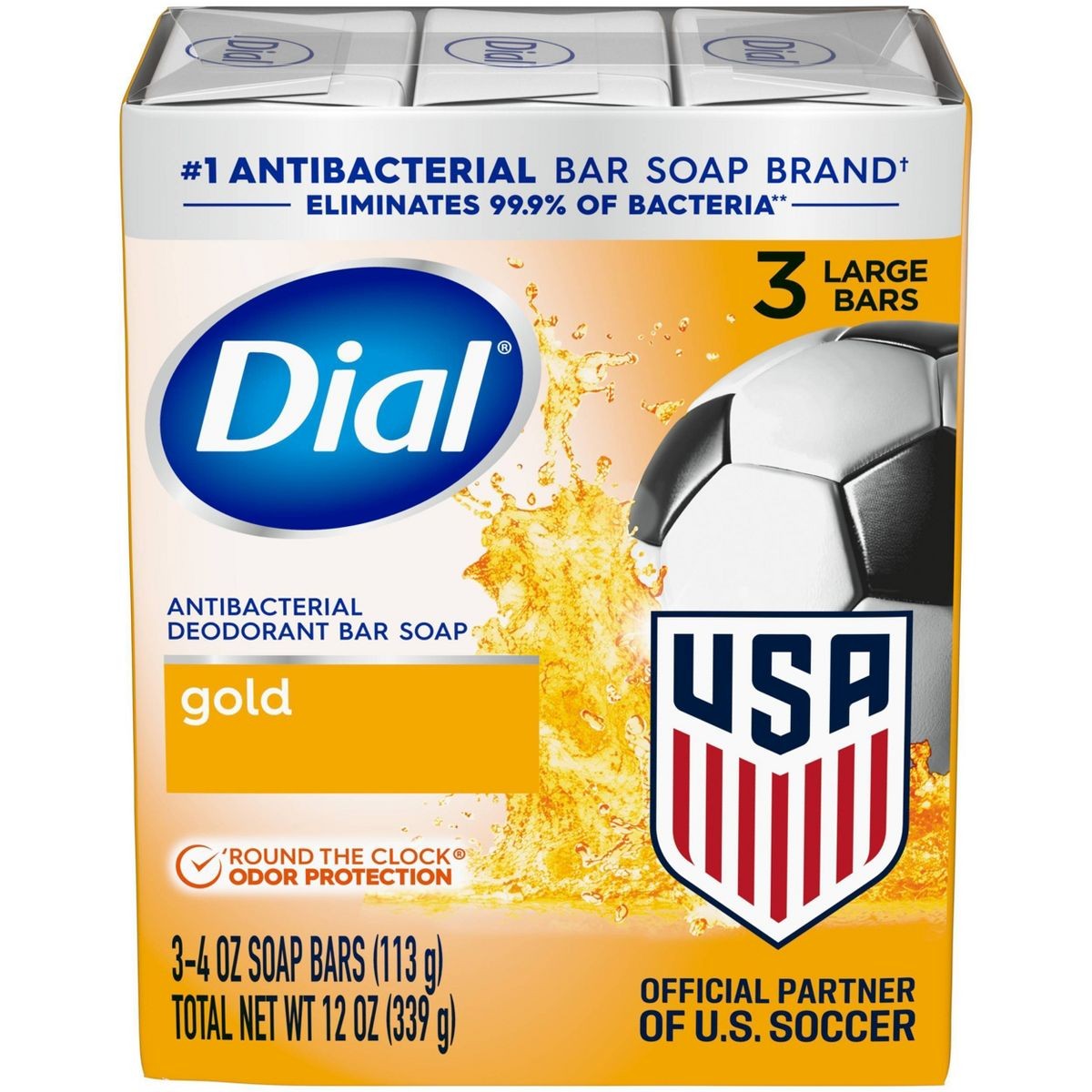 Advanced Clean Gold Antibacterial Deodorant Bar Soap – 4oz/3ct
